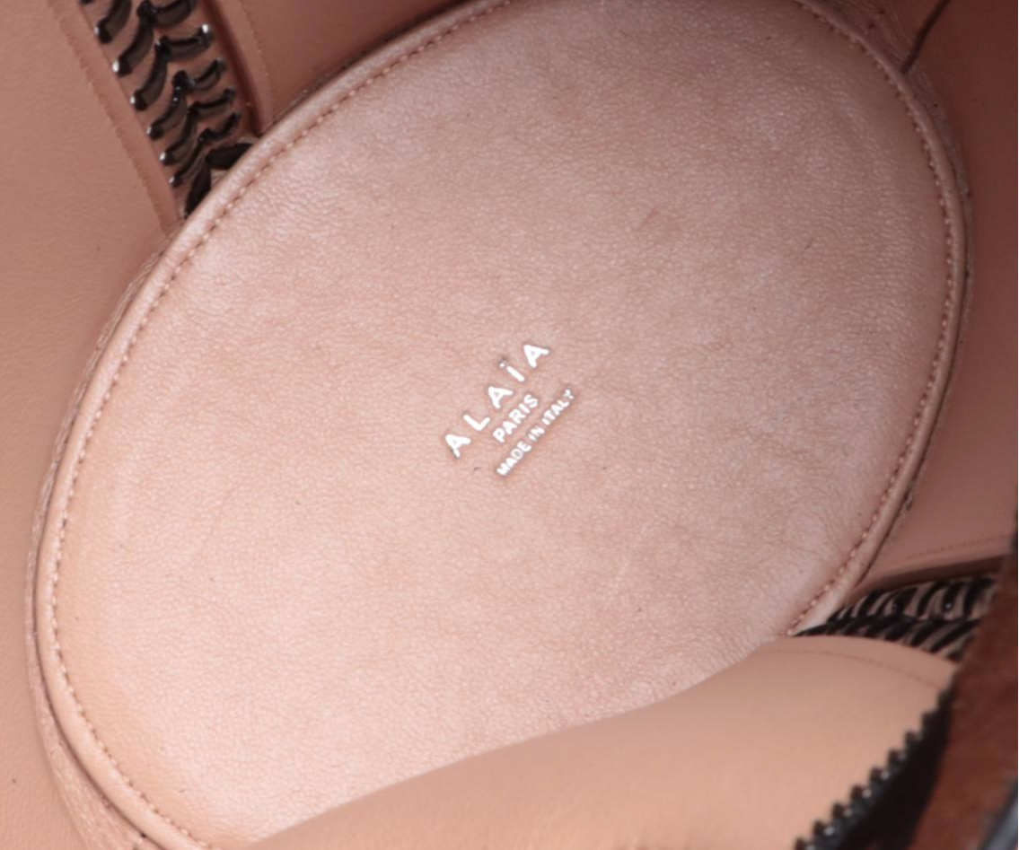 Alaïa Latifa Animal Print Calf Hair and Elaphe Skin Tote with Zip Pouch