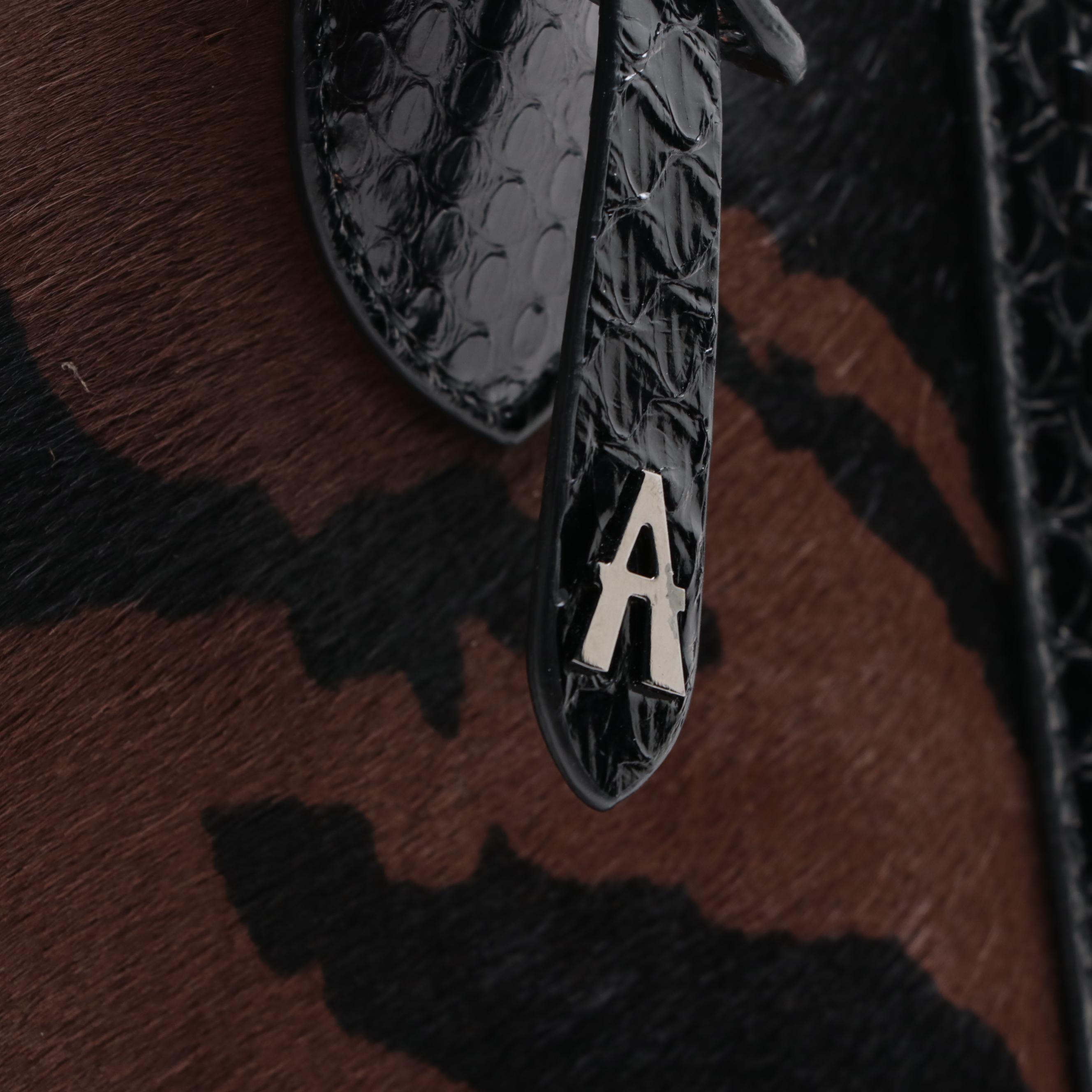 Alaïa Latifa Animal Print Calf Hair and Elaphe Skin Tote with Zip Pouch