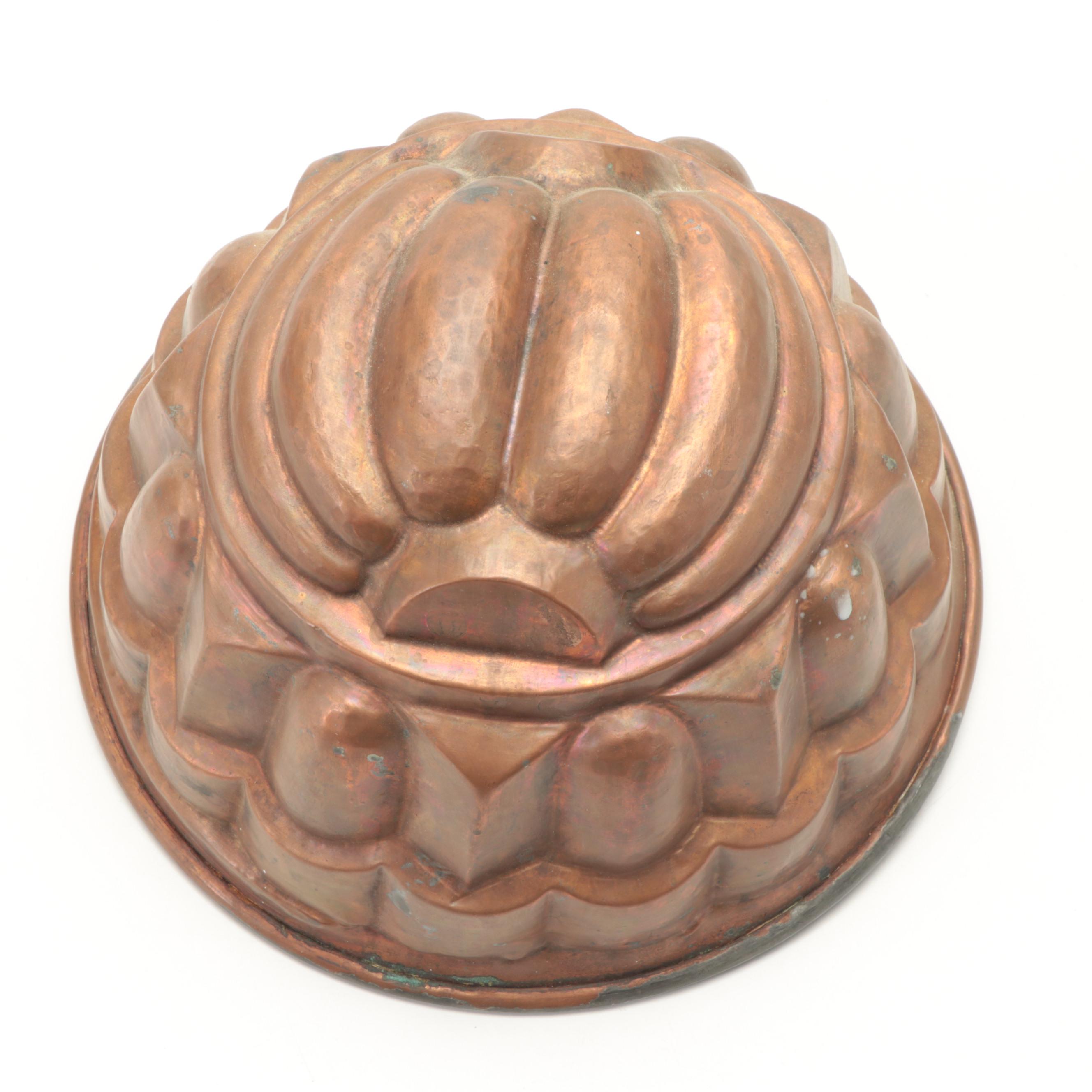 French Tin Lined Copper and Tin Cake or Jelly Molds, Late 19th/ Early 20th C.