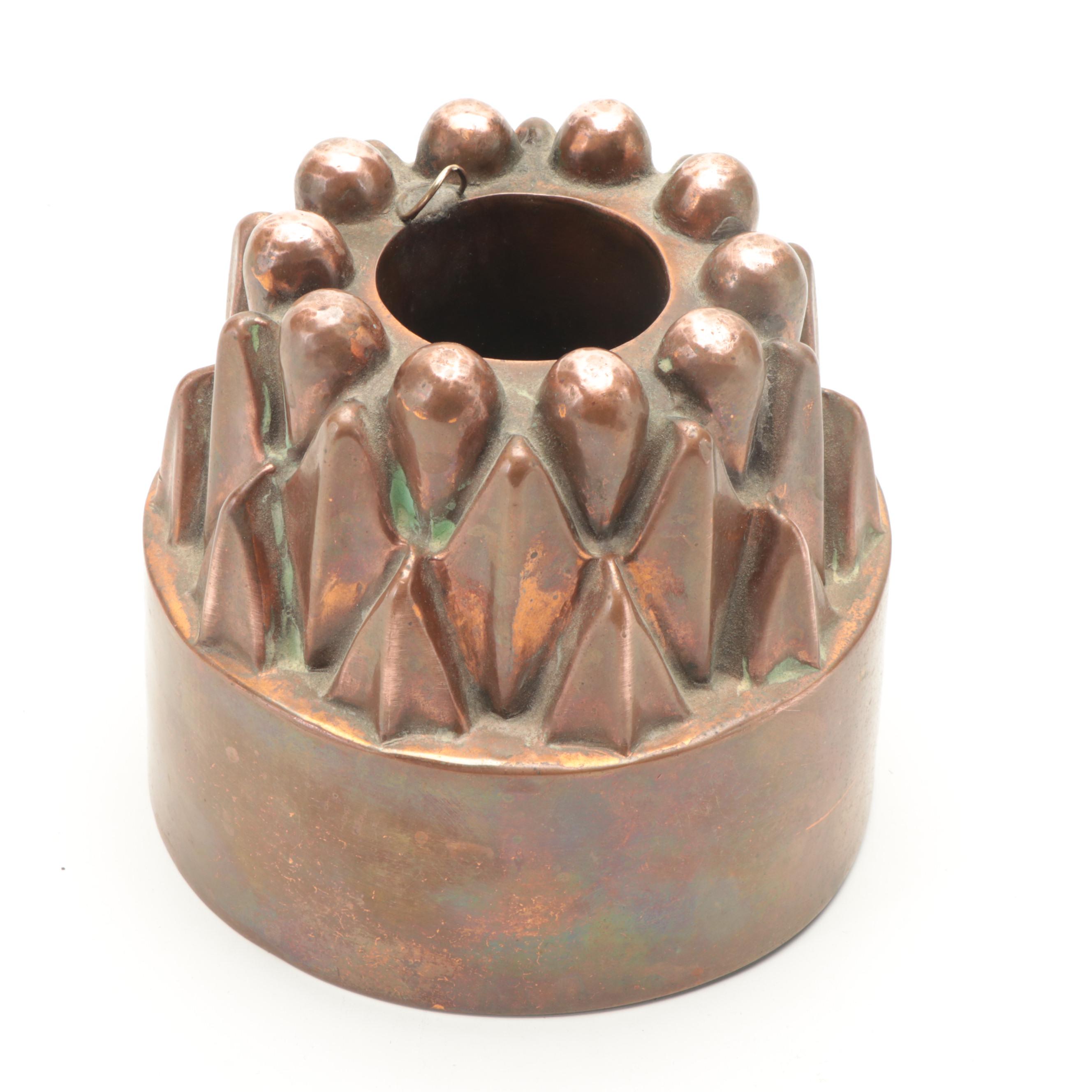 French Tin Lined Copper and Tin Cake or Jelly Molds, Late 19th/ Early 20th C.