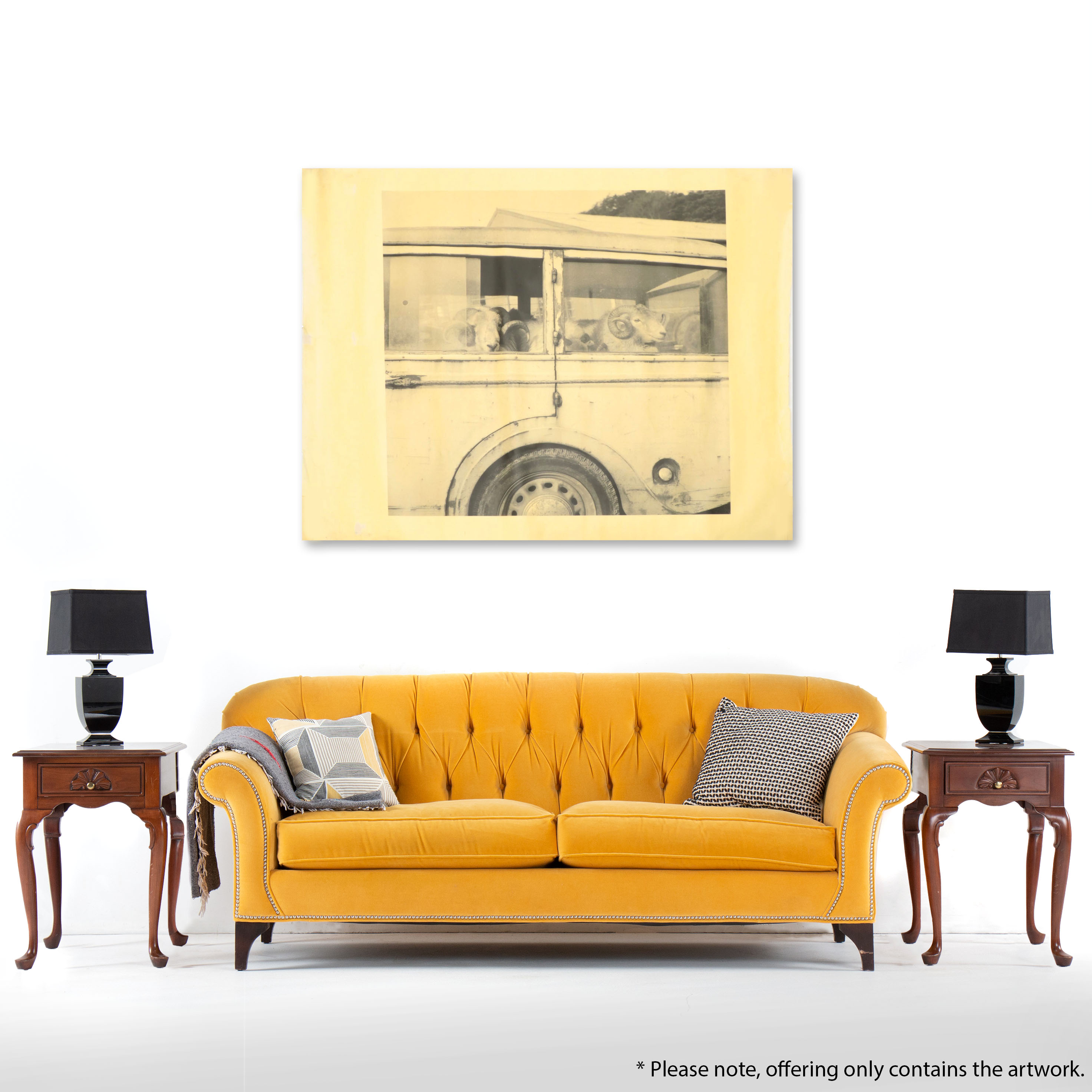 Madison James Giclée of Sheep in a Car on Waxed Canvas