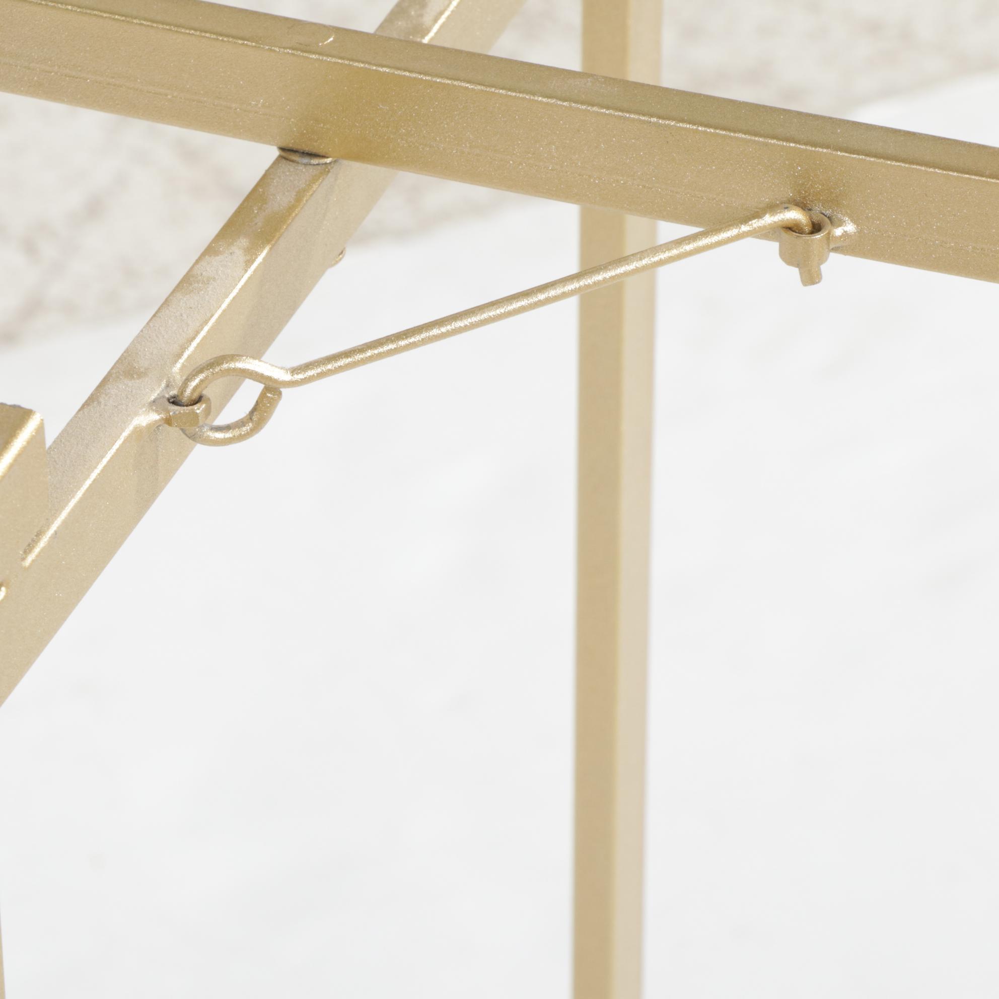 Metal Folding Plant Stand with Marble Top, 21st Century