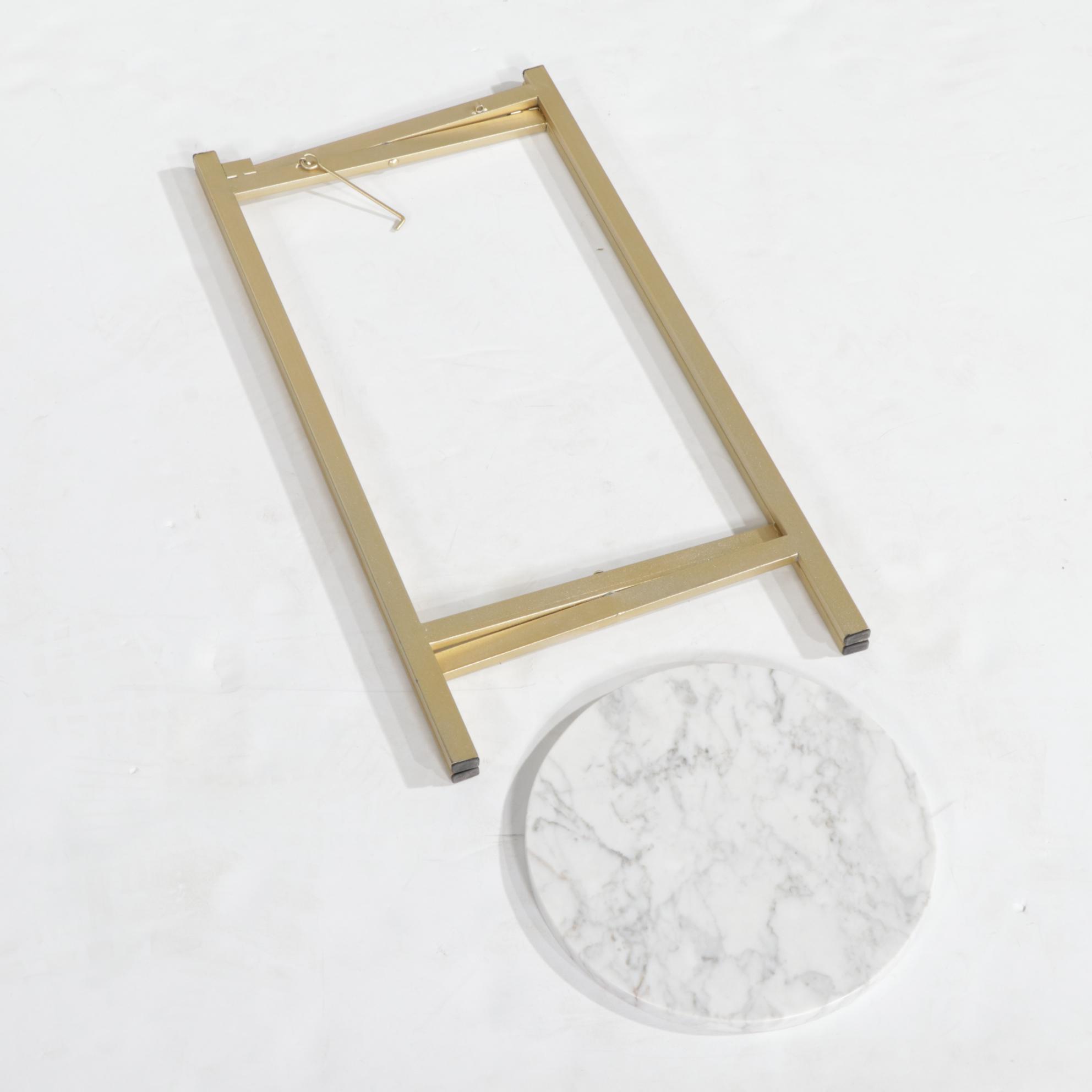 Metal Folding Plant Stand with Marble Top, 21st Century