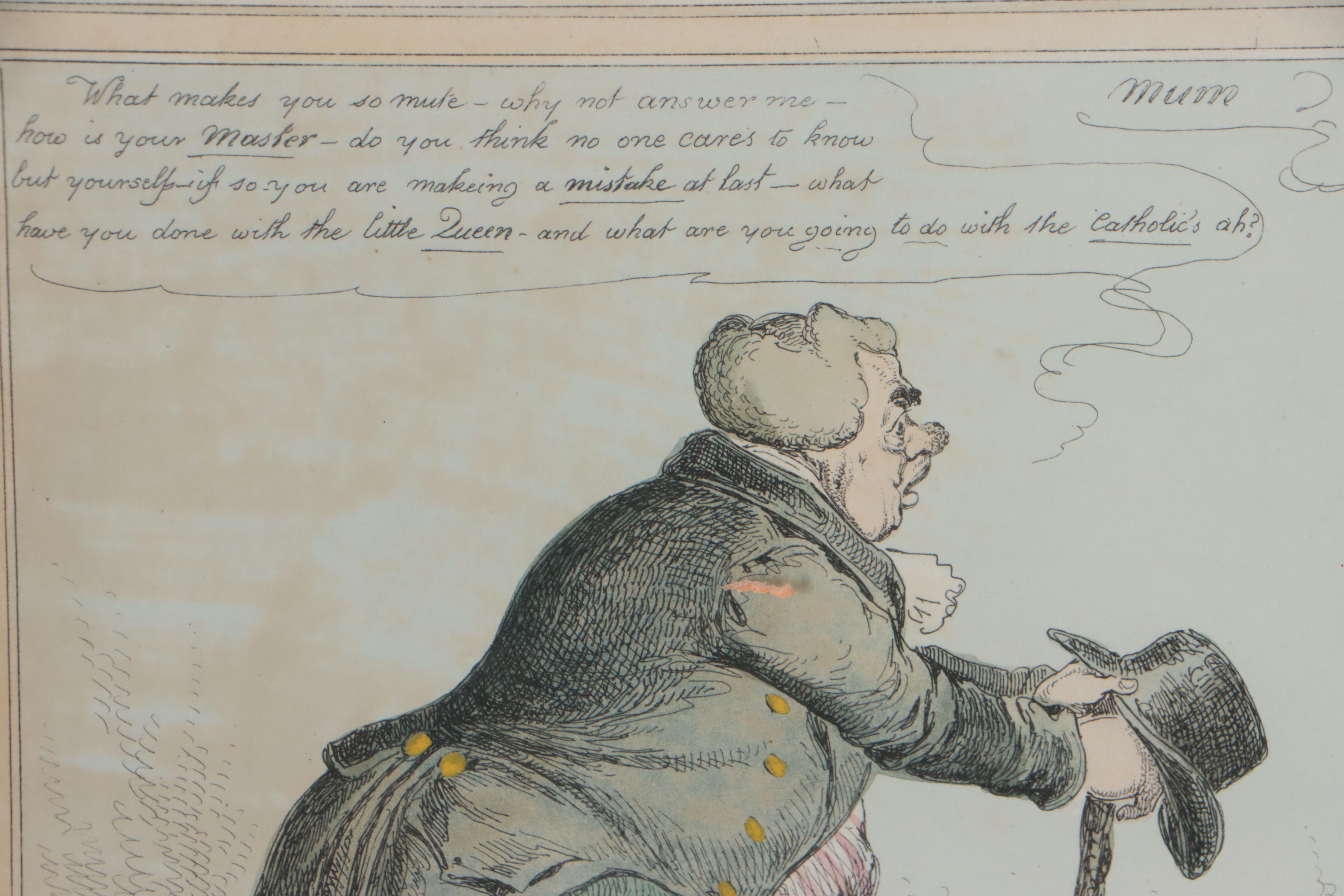 Hand-Colored Lithograph After William Heath of Political Cartoon