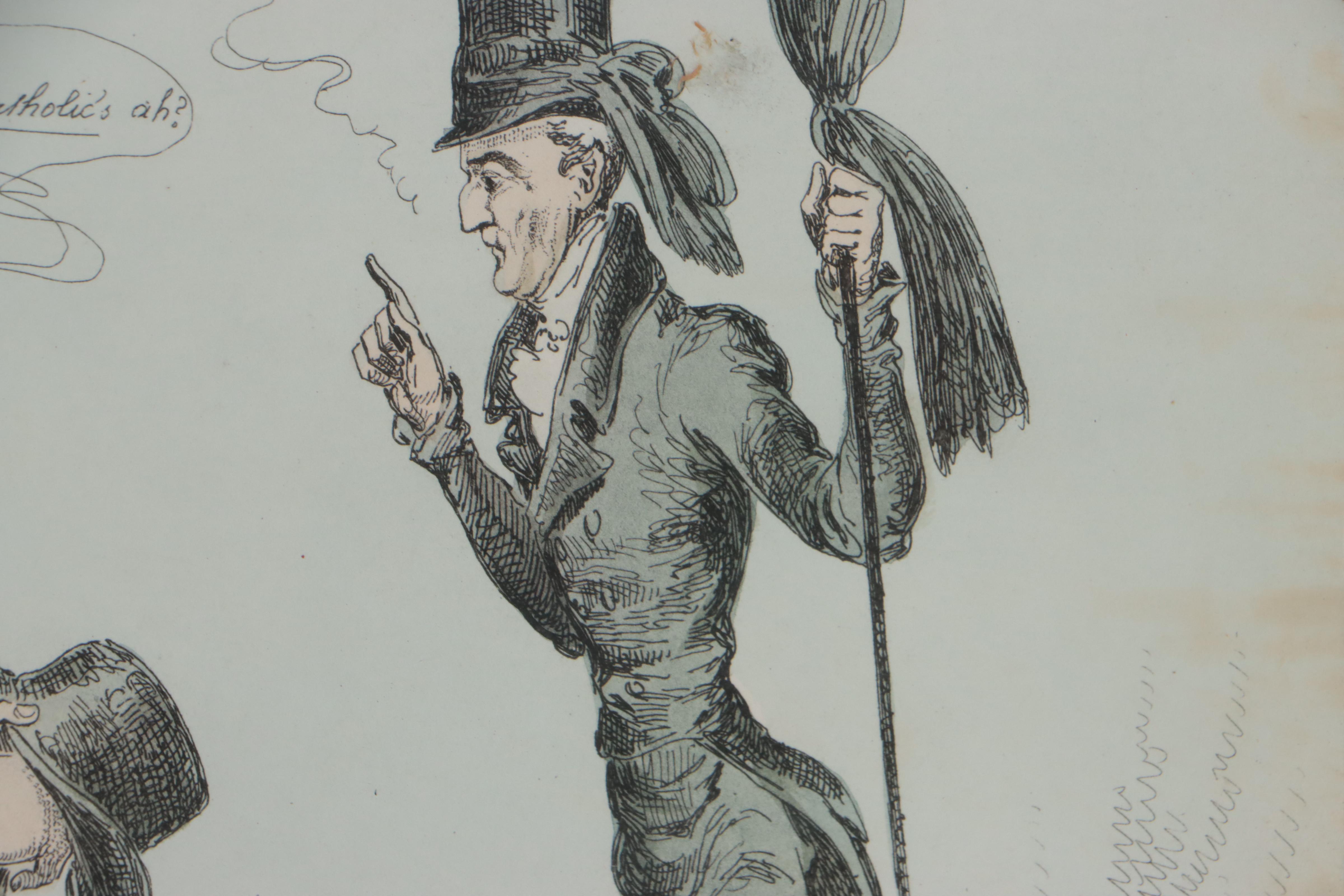 Hand-Colored Lithograph After William Heath of Political Cartoon