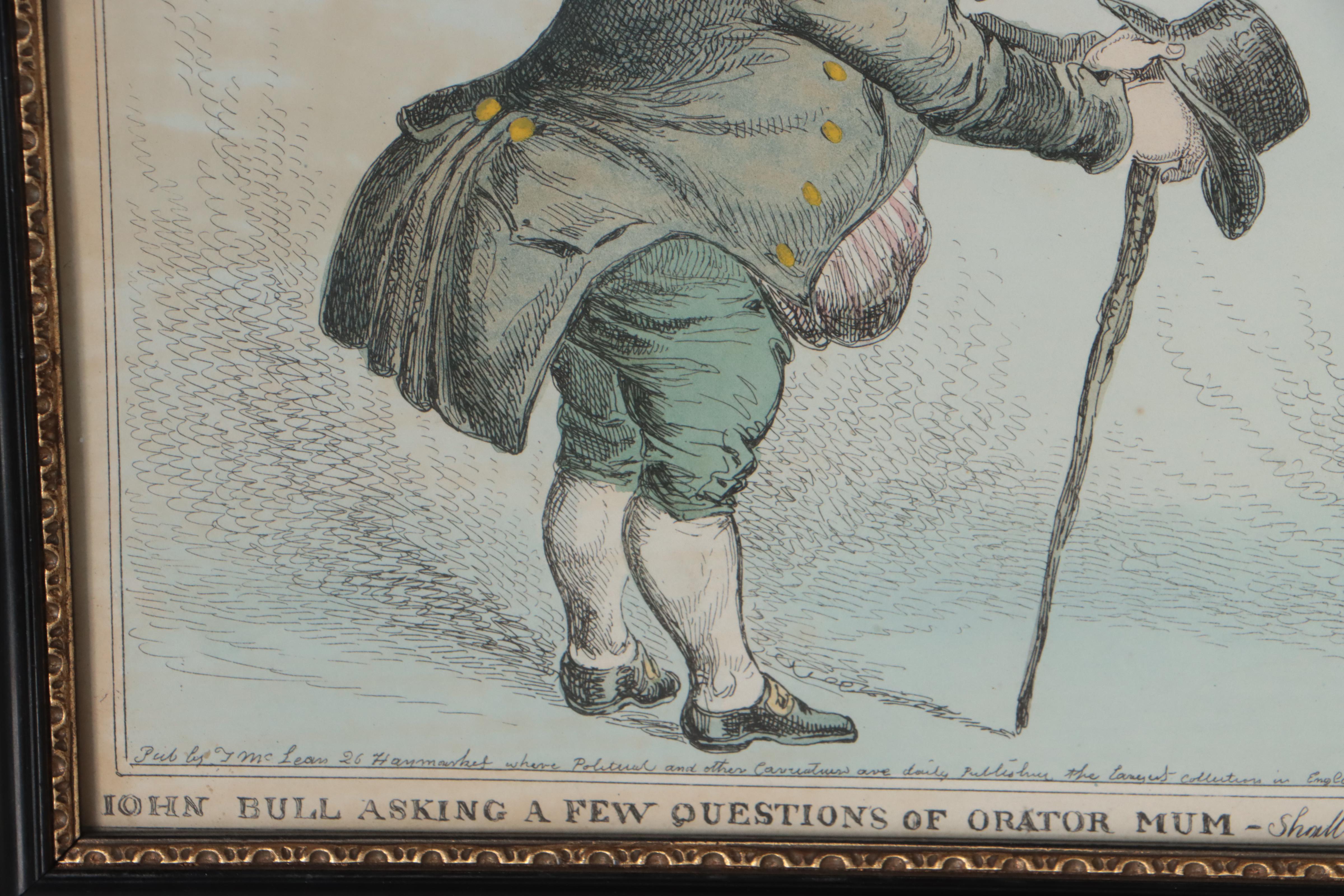 Hand-Colored Lithograph After William Heath of Political Cartoon