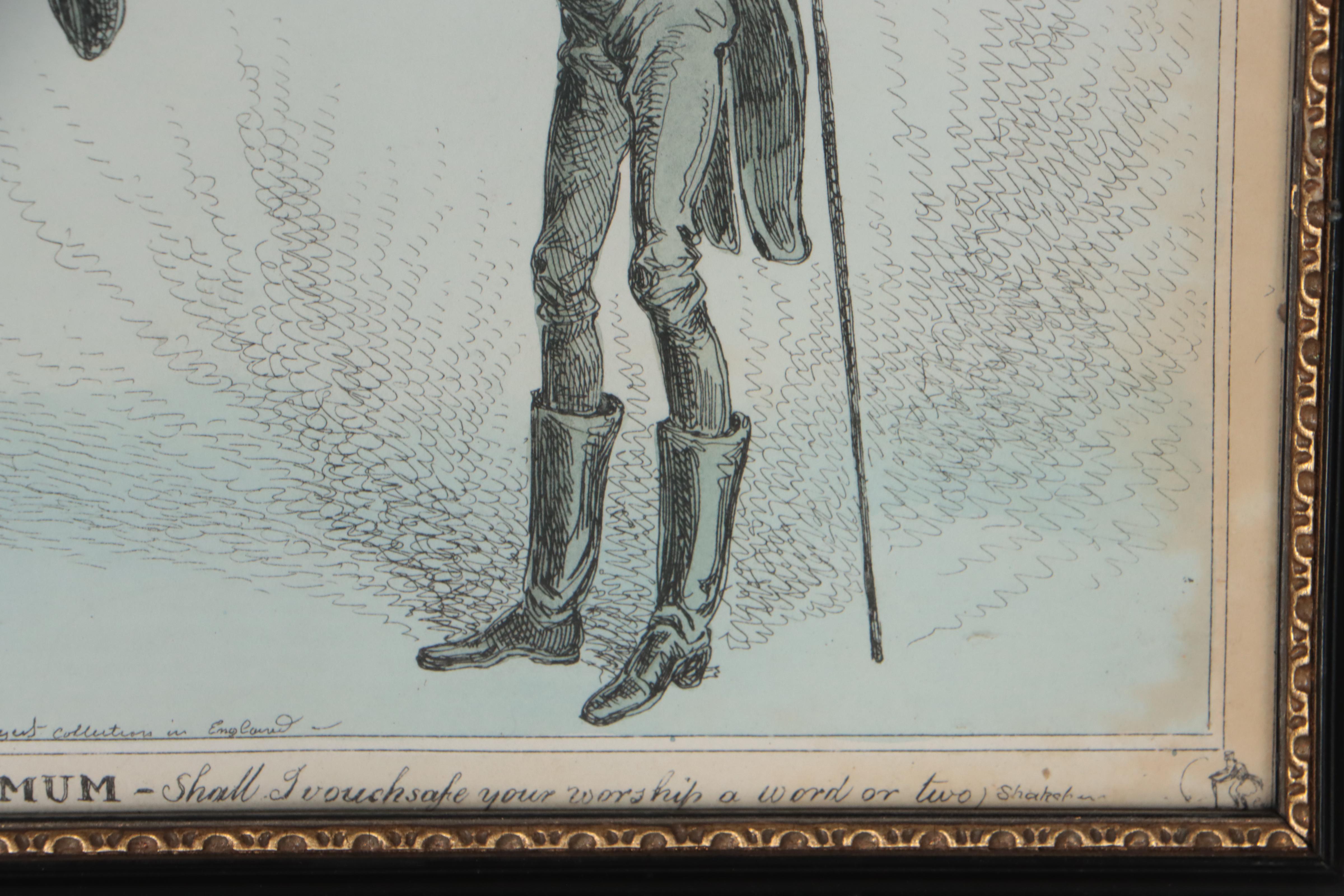 Hand-Colored Lithograph After William Heath of Political Cartoon