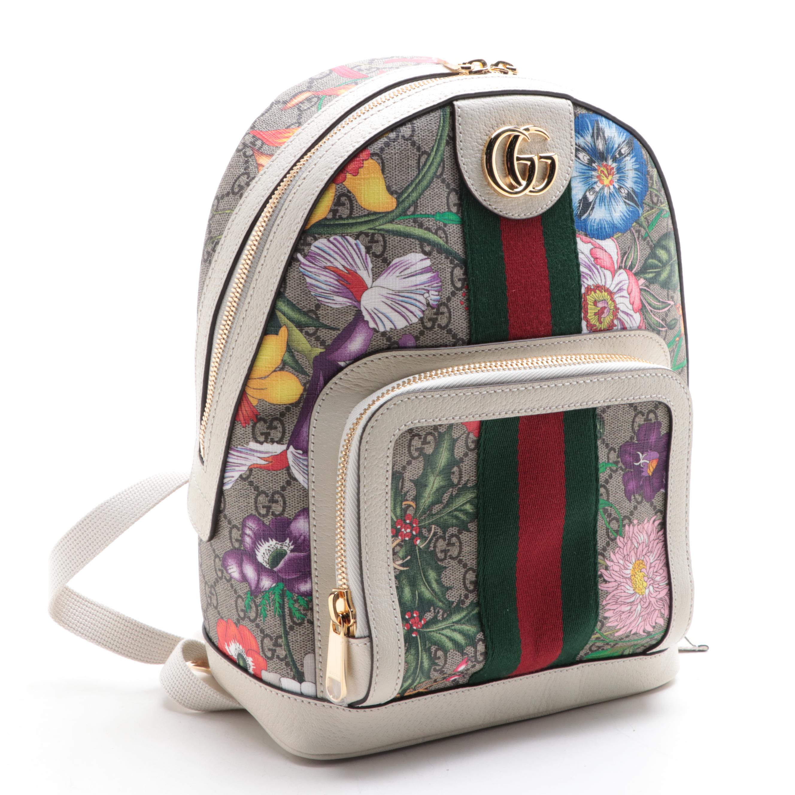 Gucci GG Supreme Flora Backpack Purse