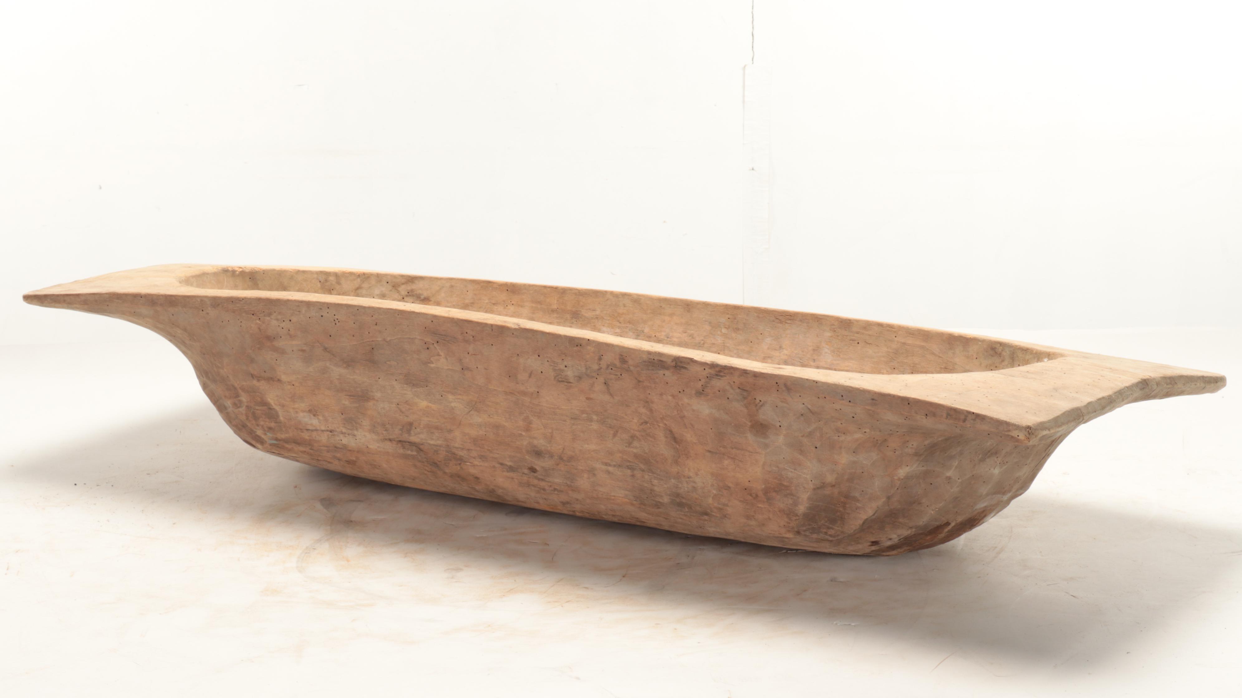 Primitive Hand-Carved Wooden Dough Bowl