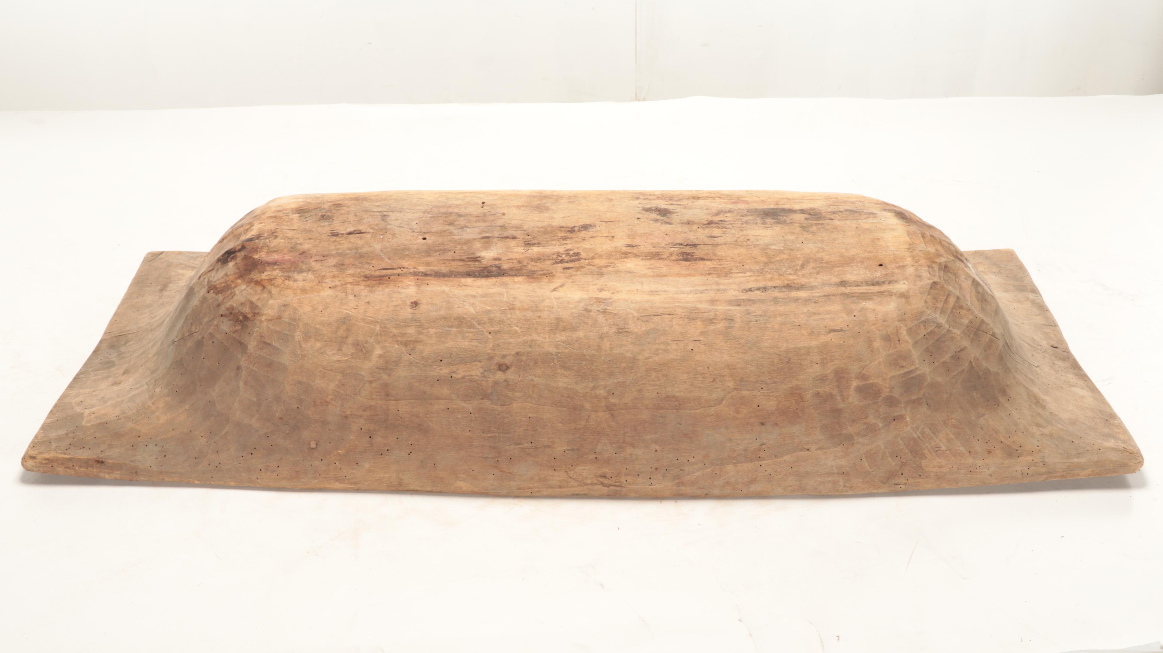 Primitive Hand-Carved Wooden Dough Bowl