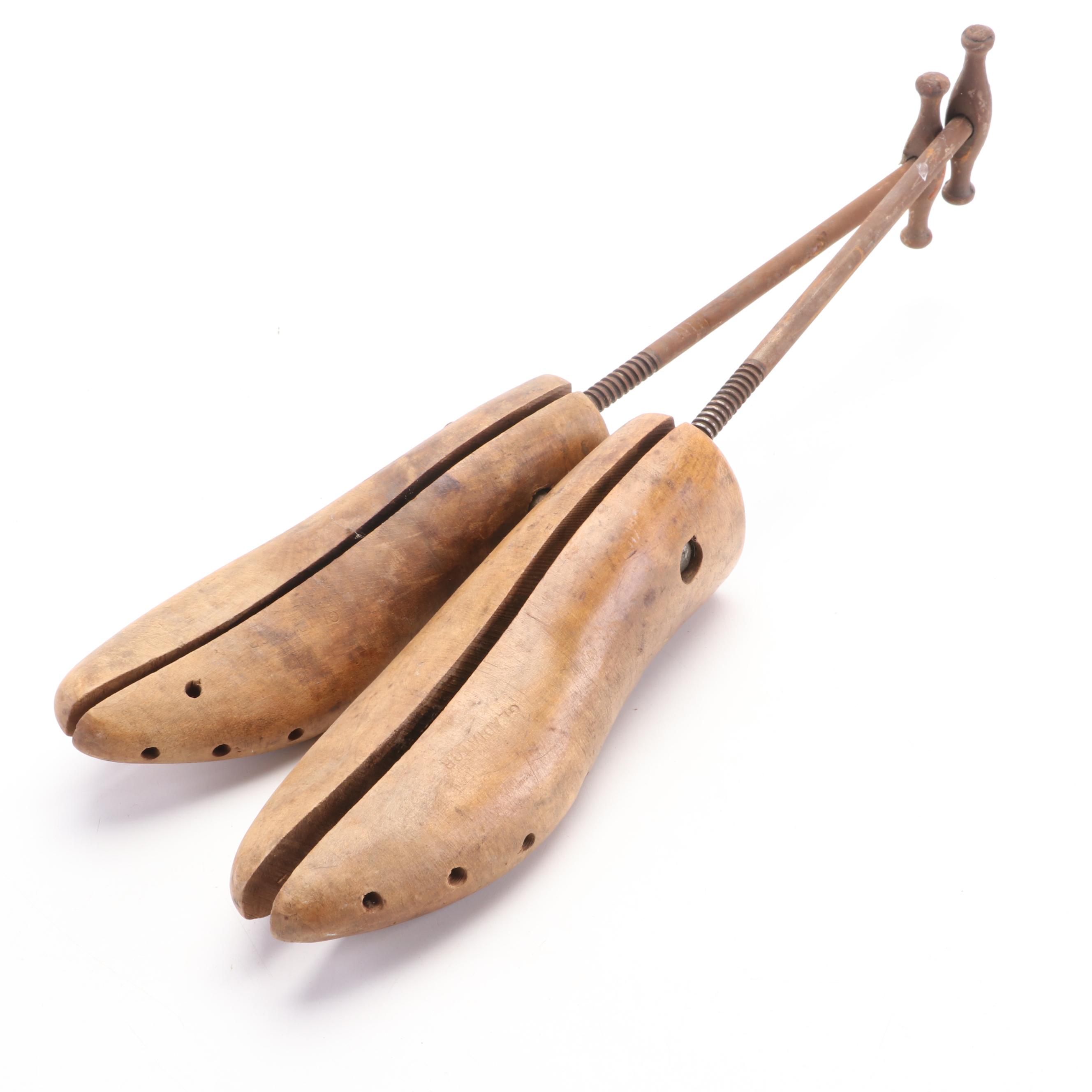 Hand-Carved and Painted Wooden Acorn Box with Shoe Stretchers