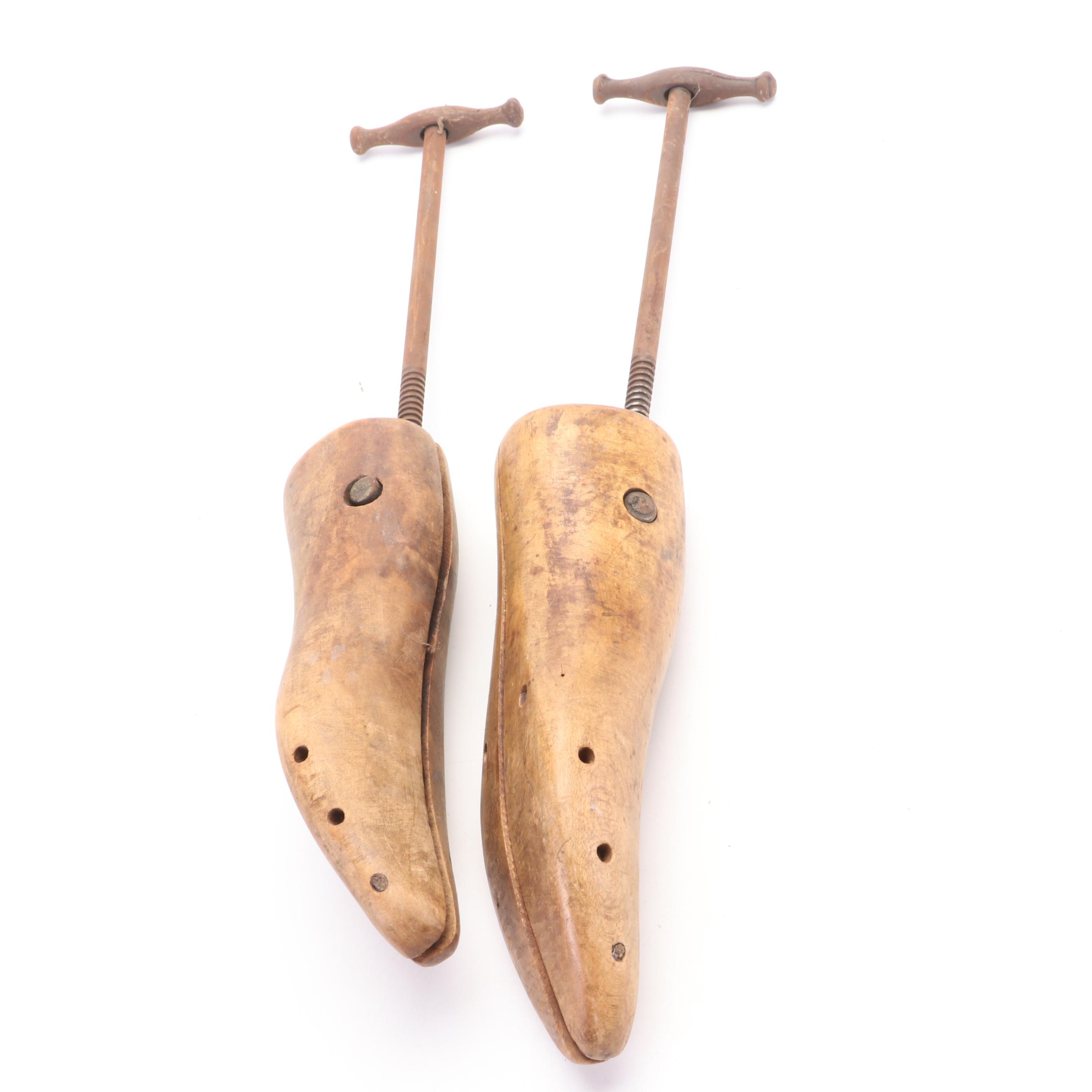 Hand-Carved and Painted Wooden Acorn Box with Shoe Stretchers