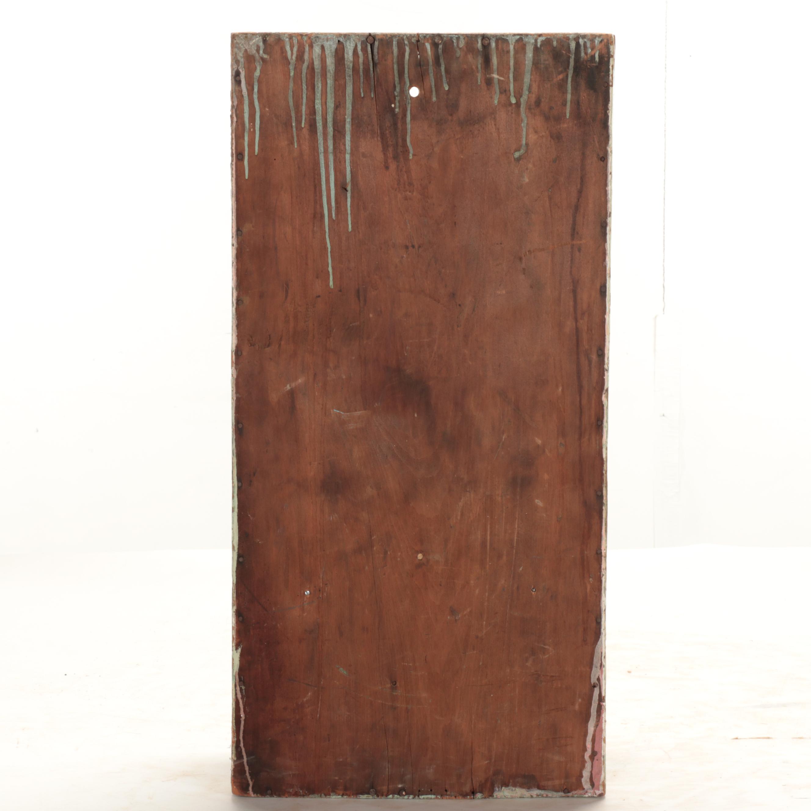 Primitive Milk Painted Wall Hanging Cabinet, Late 19th to Early 20th Century