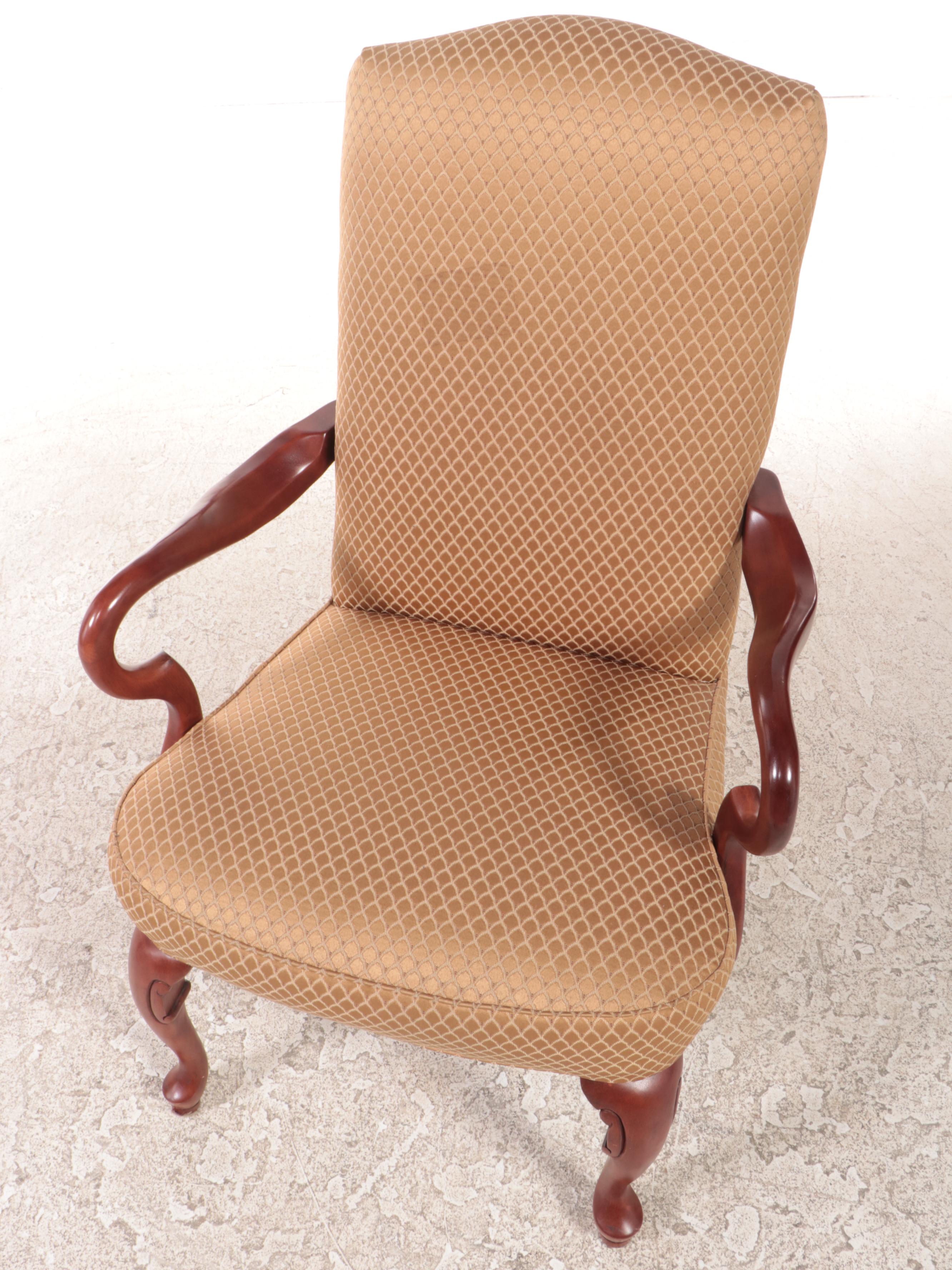 Best Chairs Inc. Queen Anne Style Custom-Upholstered Hardwood Armchair