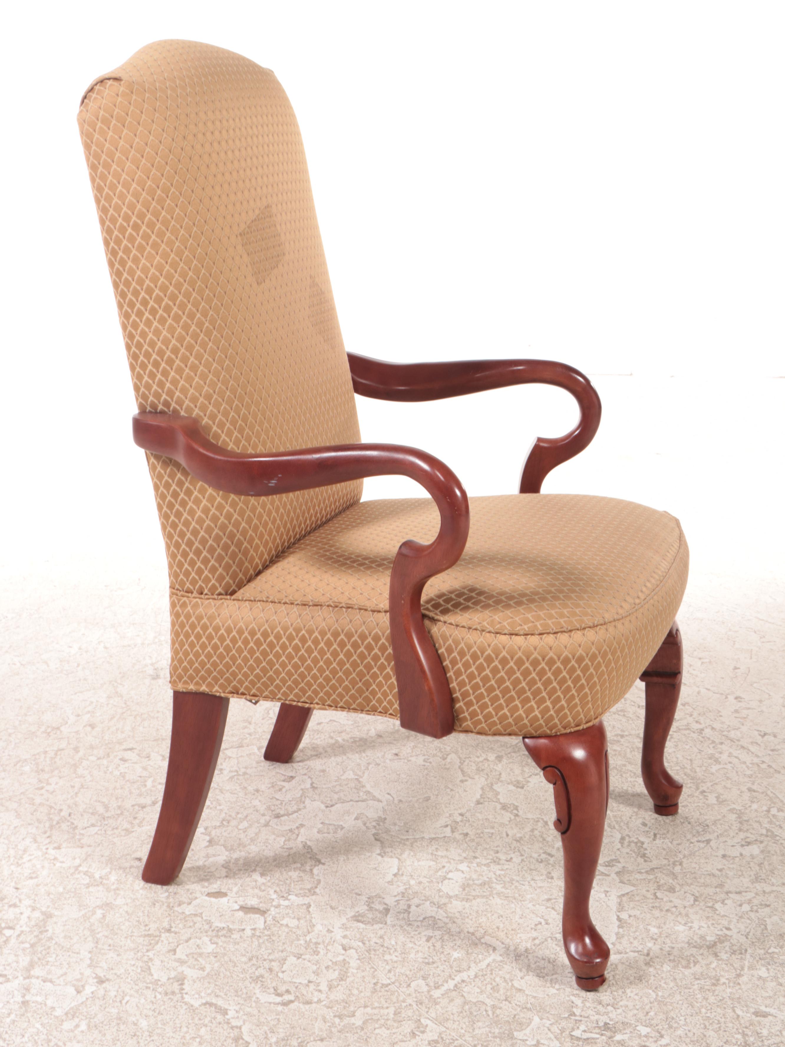 Best Chairs Inc. Queen Anne Style Custom-Upholstered Hardwood Armchair