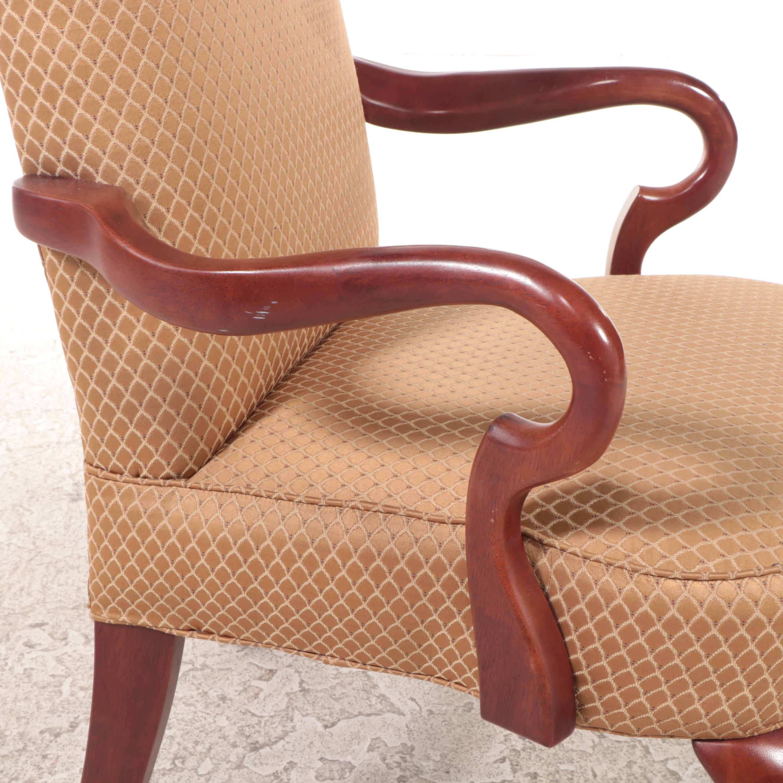 Best Chairs Inc. Queen Anne Style Custom-Upholstered Hardwood Armchair