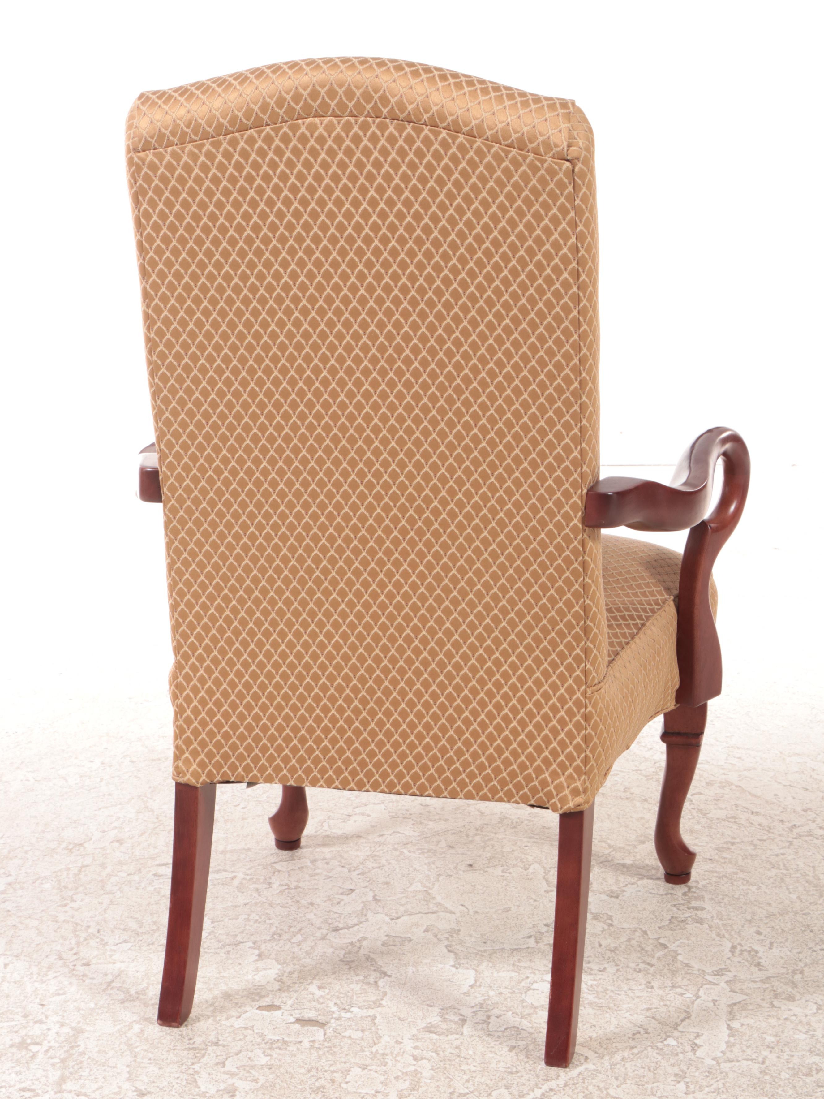 Best Chairs Inc. Queen Anne Style Custom-Upholstered Hardwood Armchair