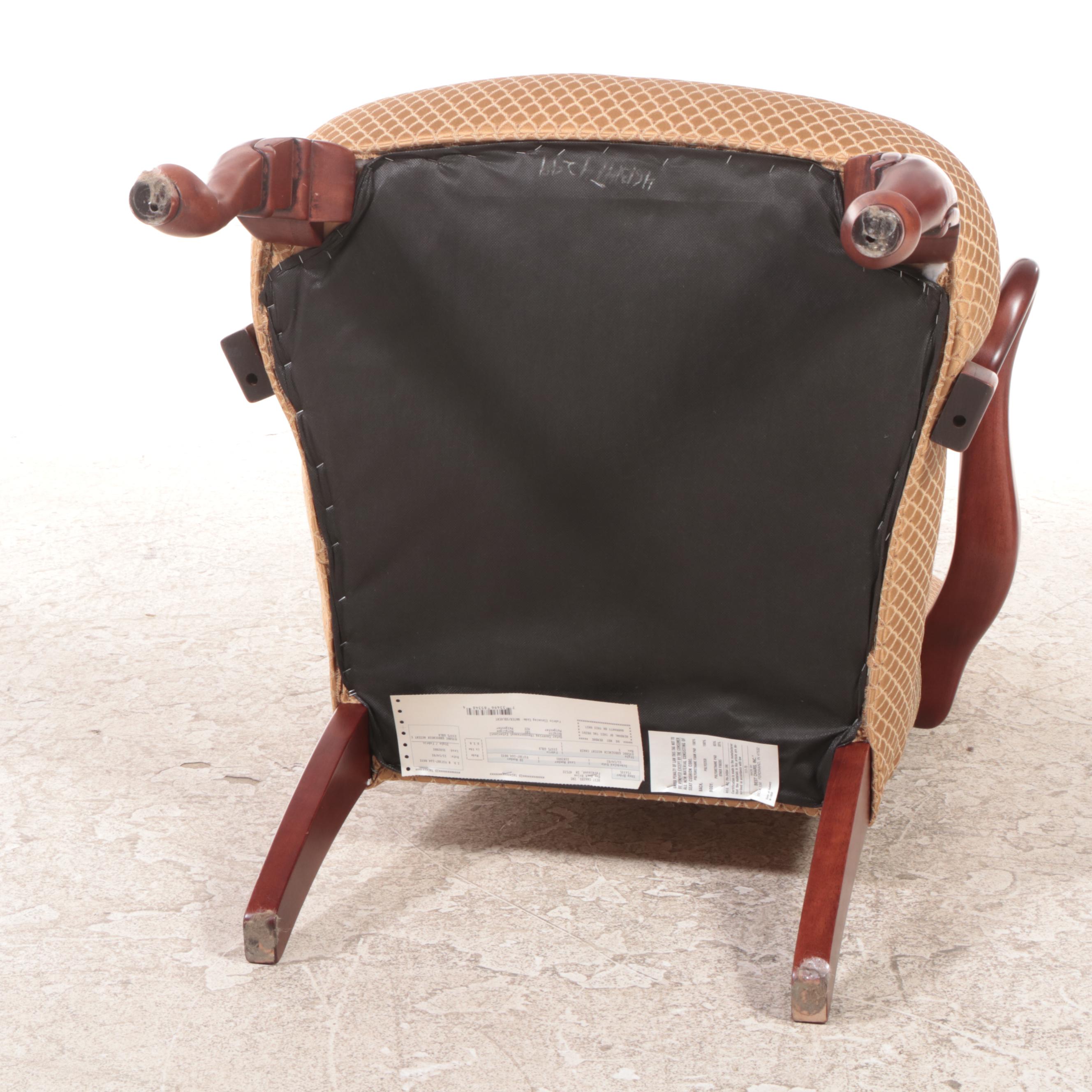 Best Chairs Inc. Queen Anne Style Custom-Upholstered Hardwood Armchair