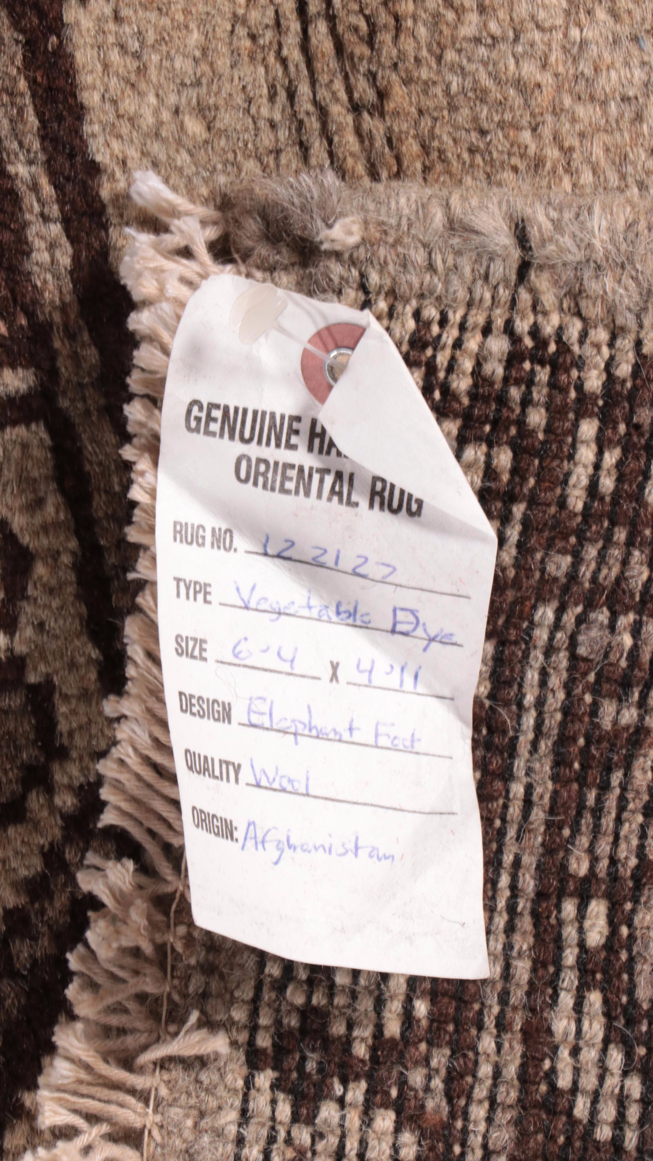 4'11 x 6'6 Hand-Knotted Afghan "Elephant Foot' Gul Accent Rug