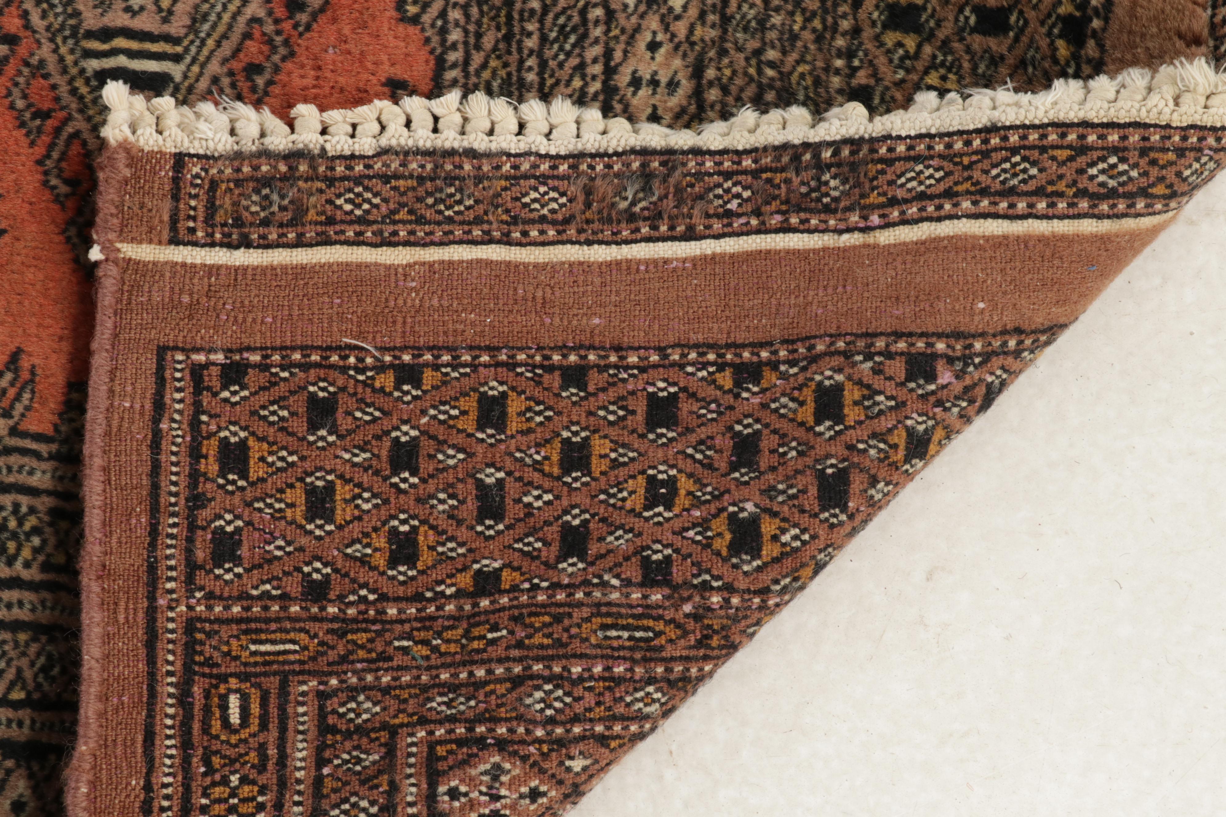 2'8 x 10'10 Hand-Knotted Pakistani Turkmen Bokhara Runner, 1990s