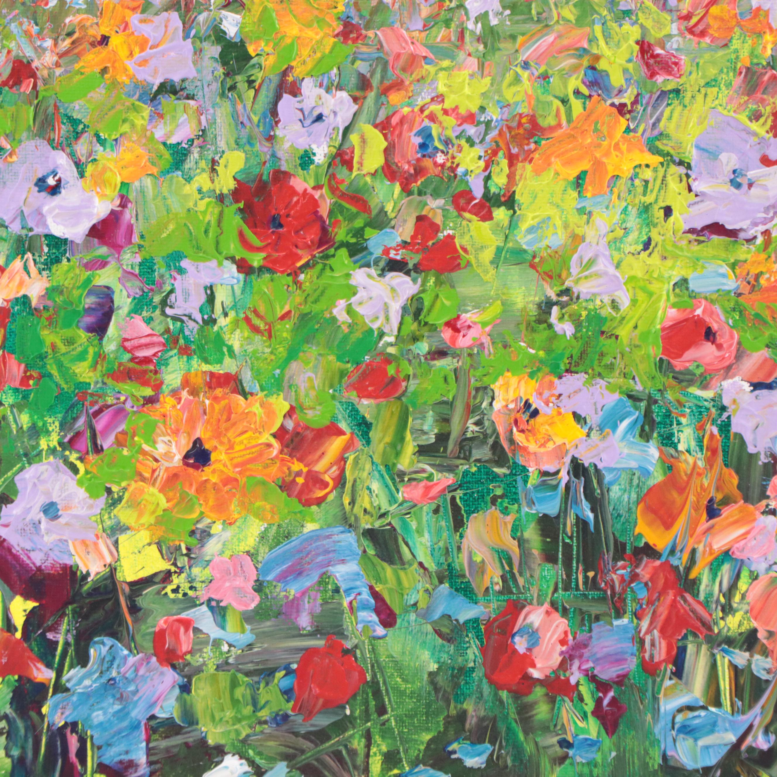 Amelia Colne Floral Acrylic Painting, 21st Century