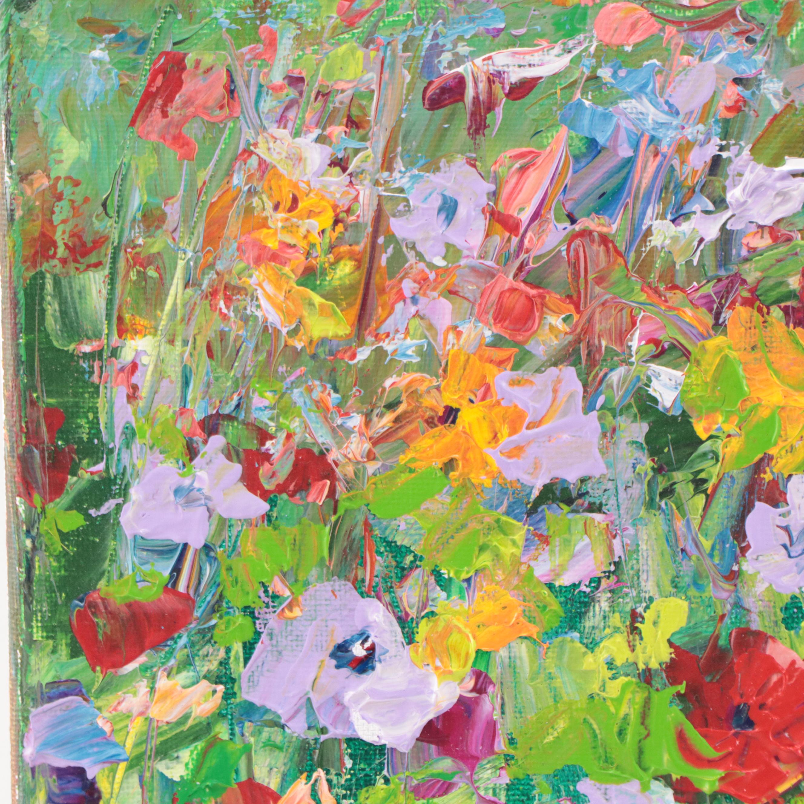 Amelia Colne Floral Acrylic Painting, 21st Century