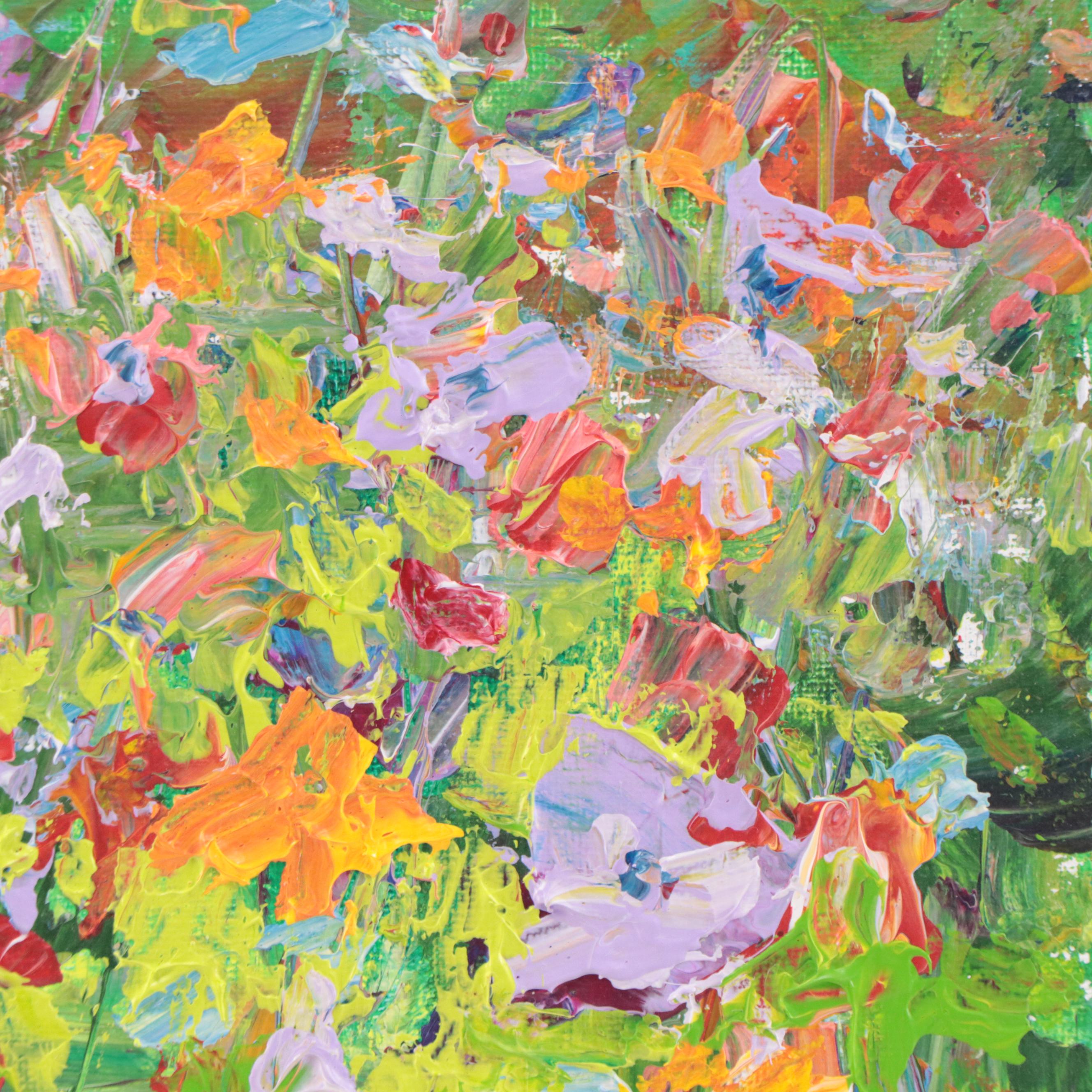 Amelia Colne Floral Acrylic Painting, 21st Century