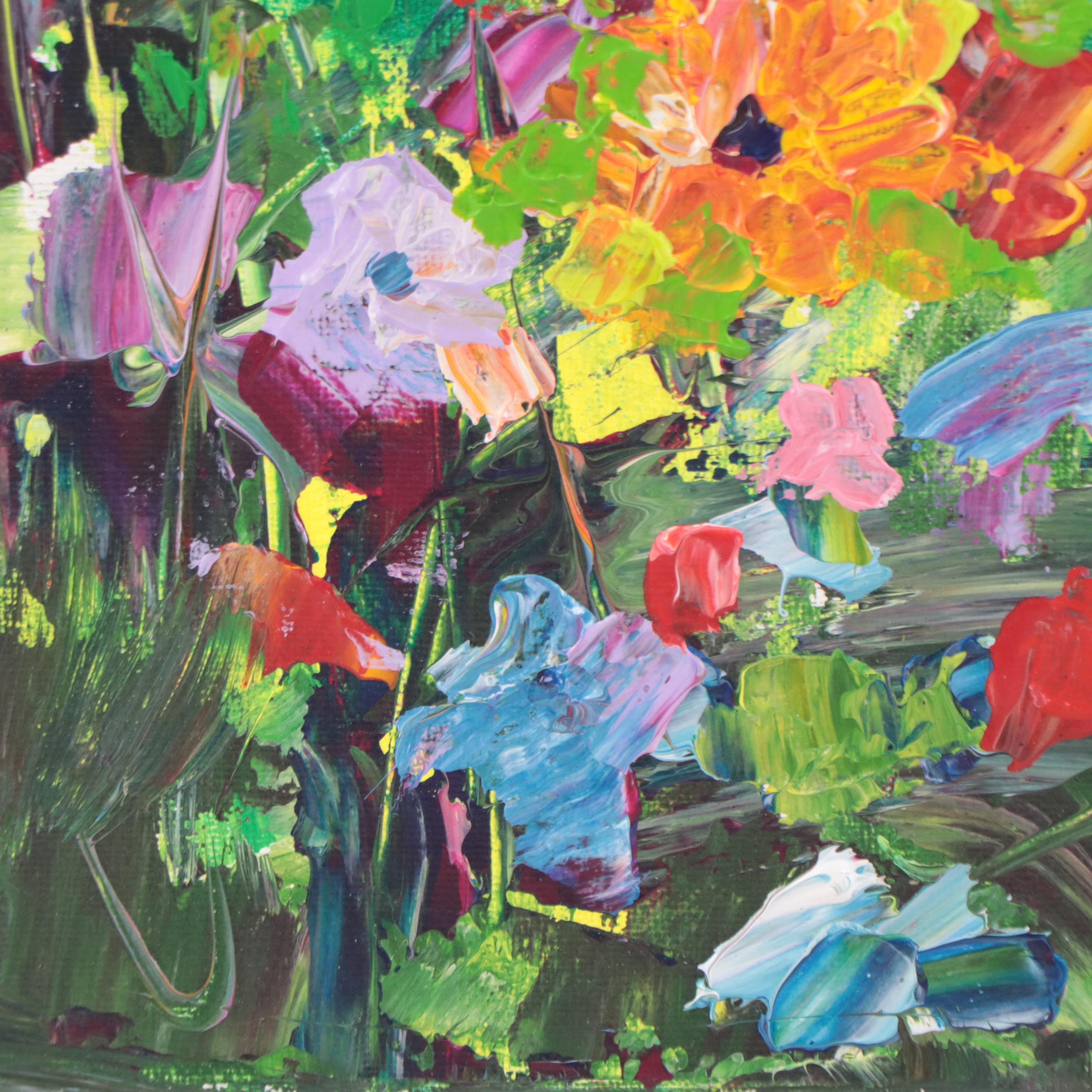 Amelia Colne Floral Acrylic Painting, 21st Century