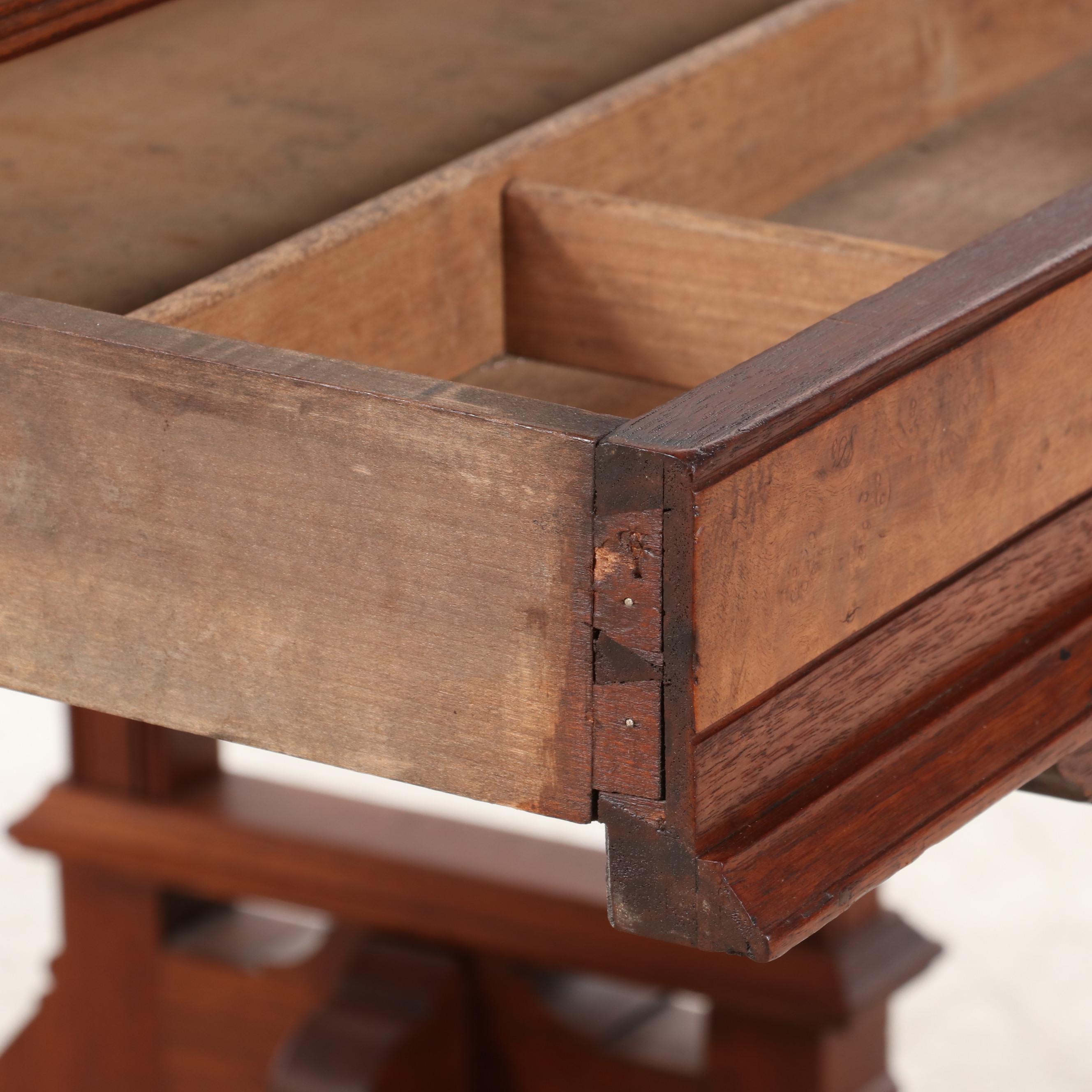 Victorian Renaissance-Revival Writing/Library Table with Adjustable Top