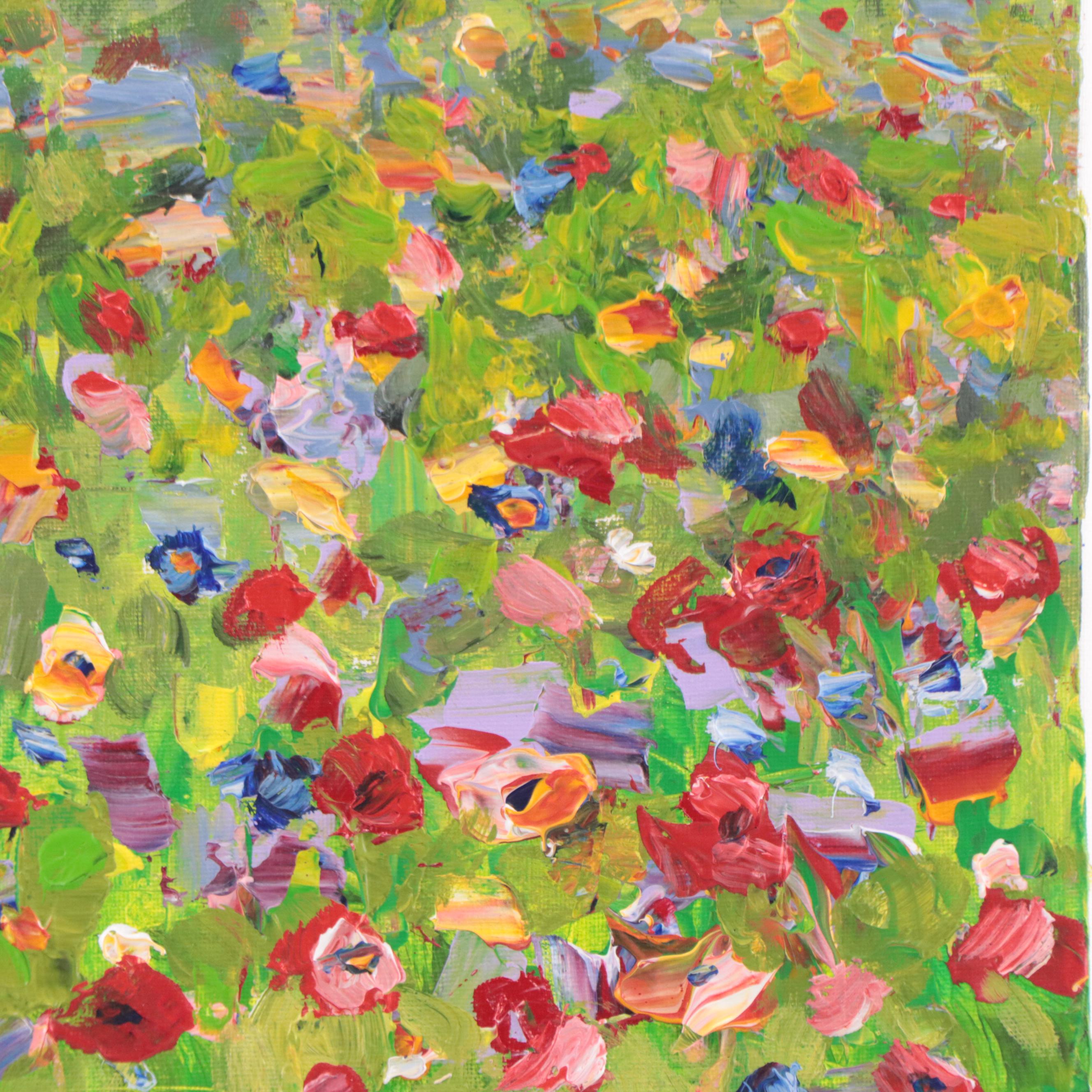 Amelia Colne Floral Acrylic Painting, 21st Century