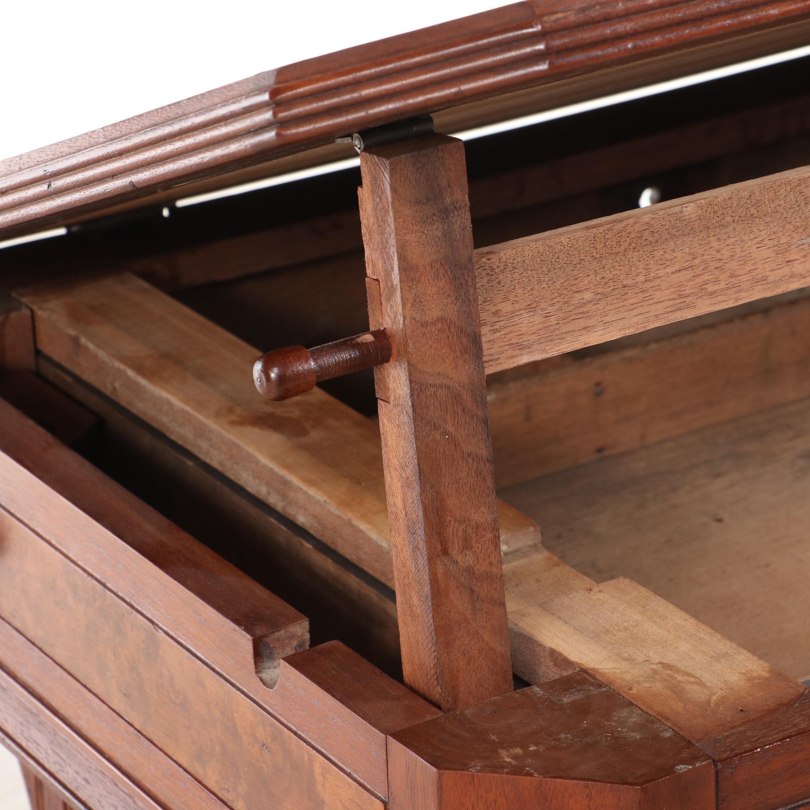 Victorian Renaissance-Revival Writing/Library Table with Adjustable Top