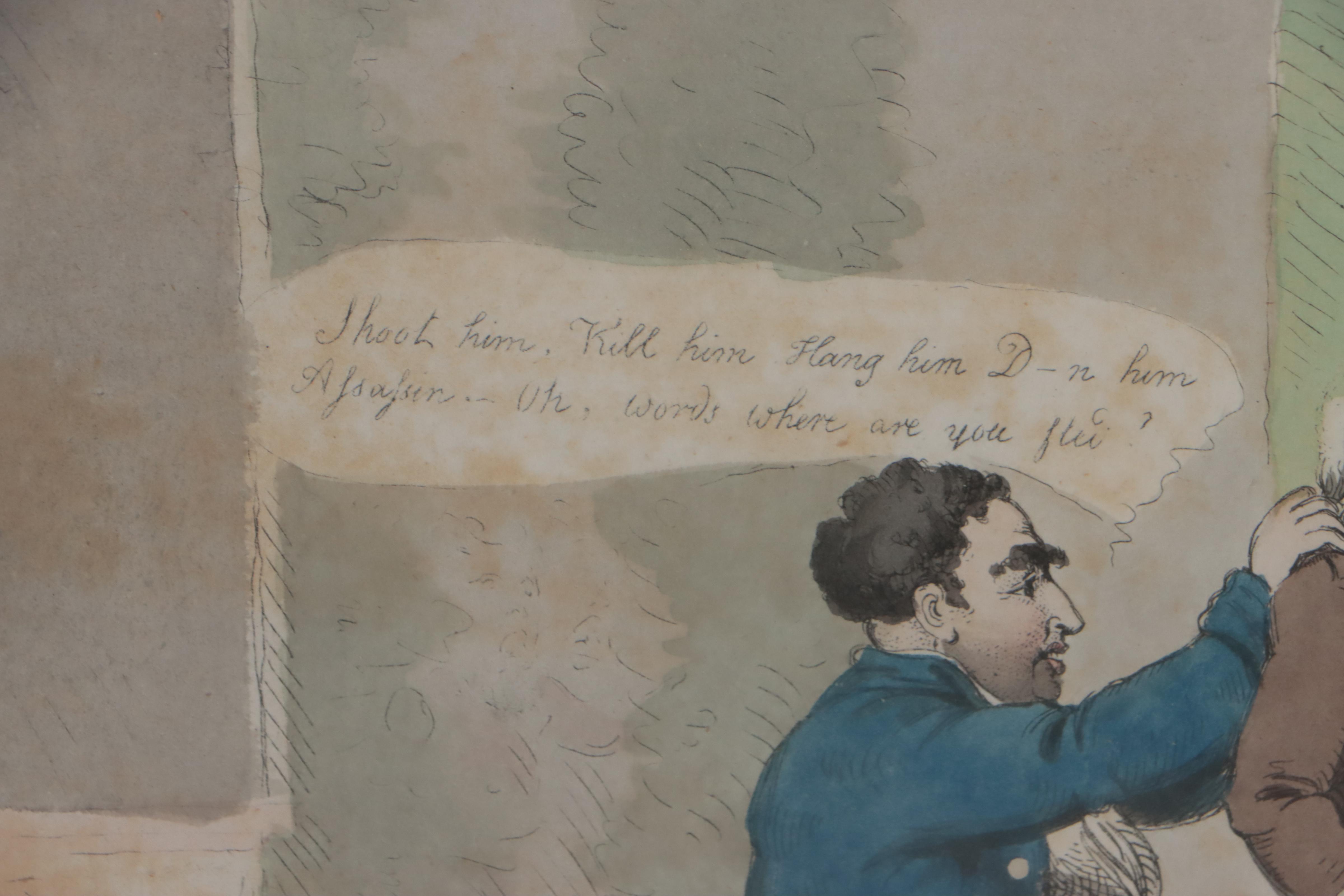 Hand-Colored Lithograph After Richard Sheridan "Strong Symptoms of Loyalty"