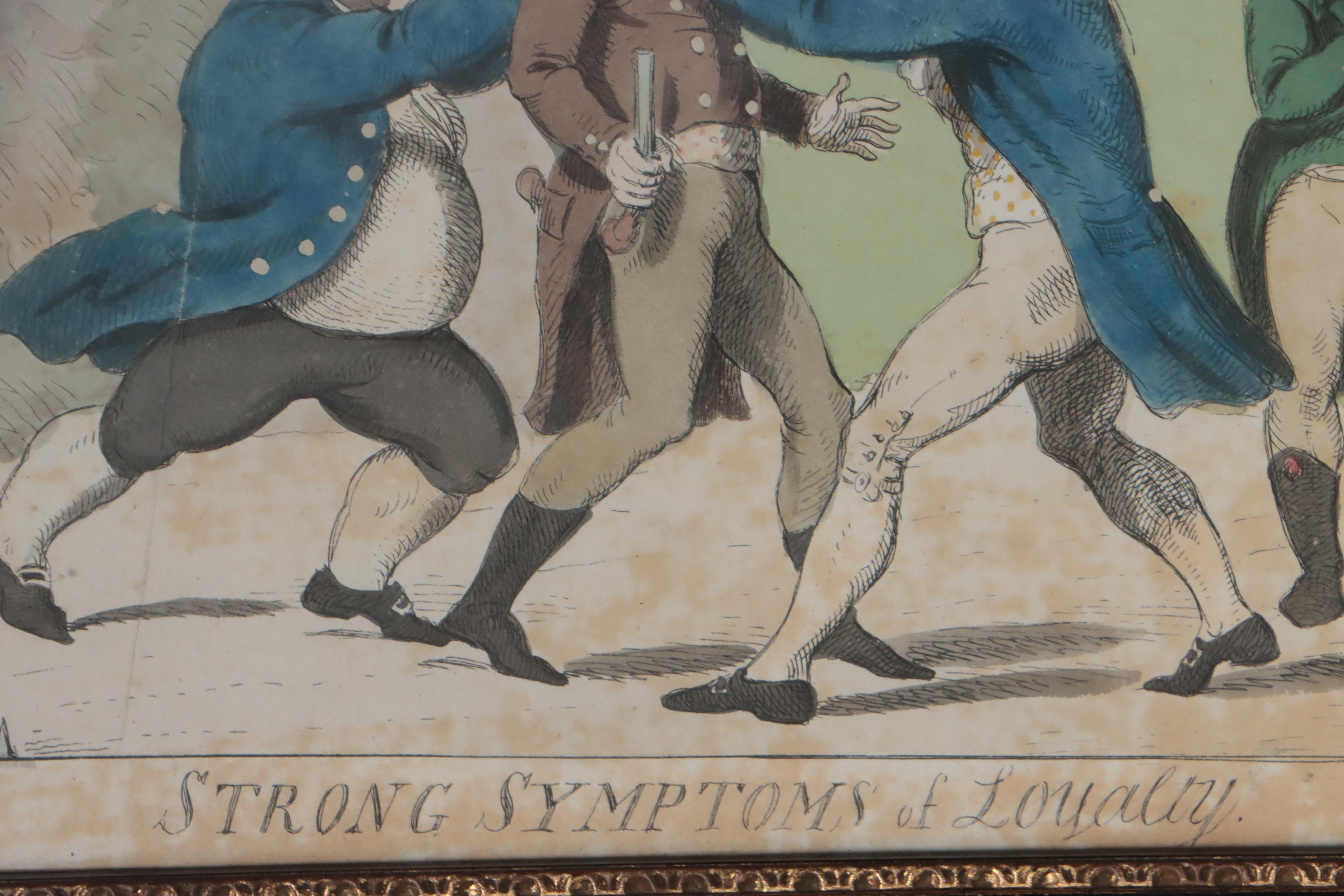 Hand-Colored Lithograph After Richard Sheridan "Strong Symptoms of Loyalty"