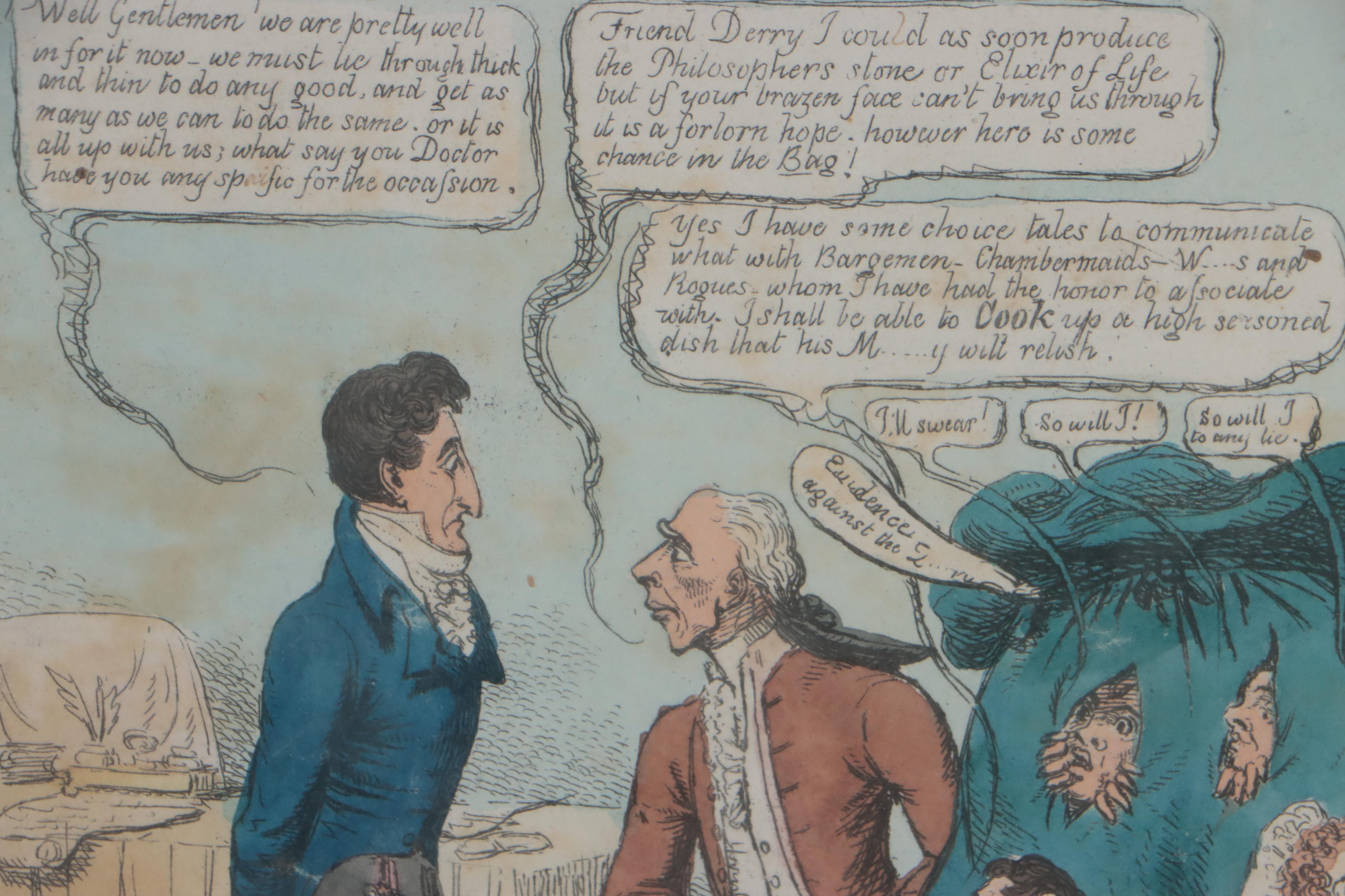 Hand-Colored Lithograph After Charles Williams of Political Cartoon