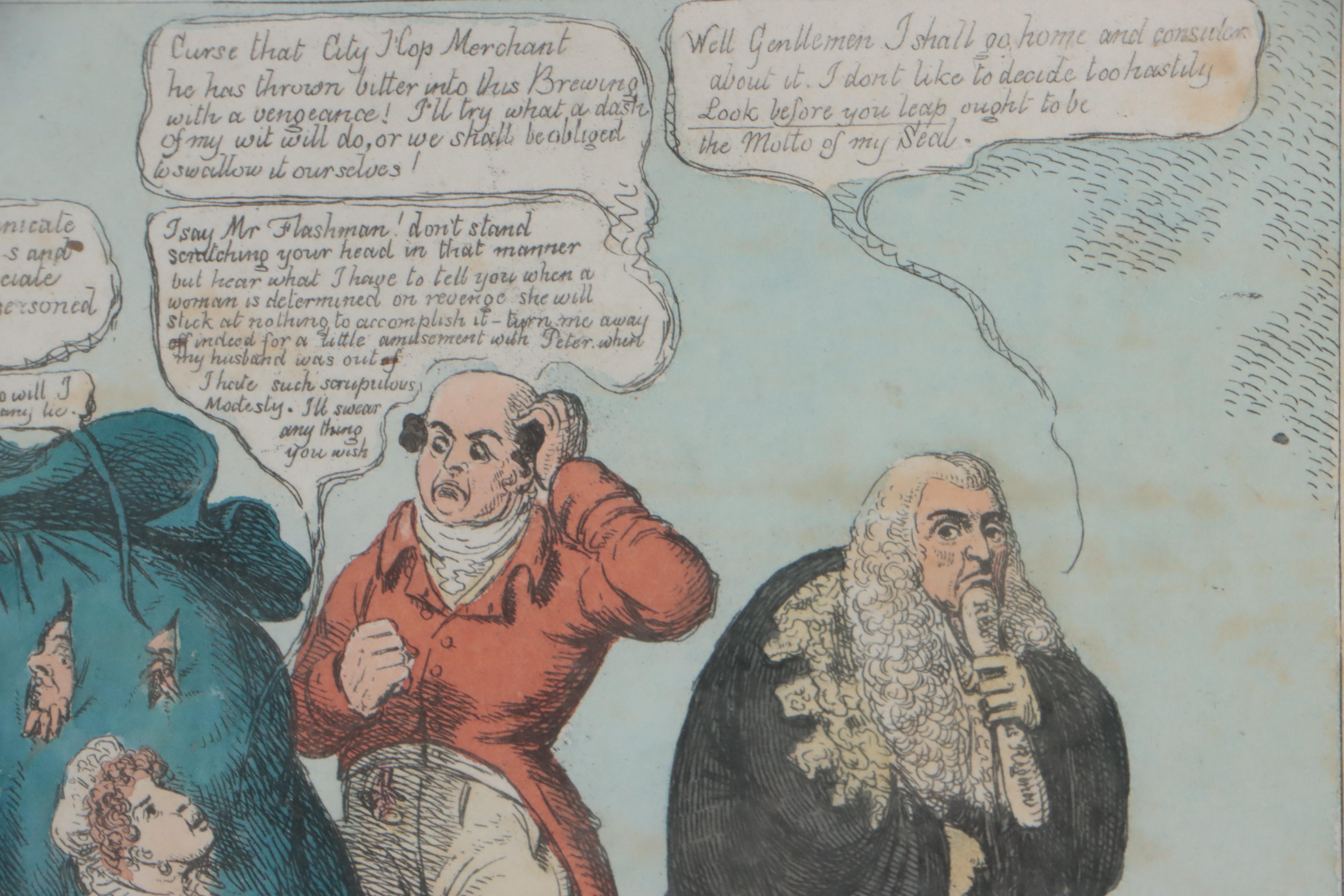 Hand-Colored Lithograph After Charles Williams of Political Cartoon