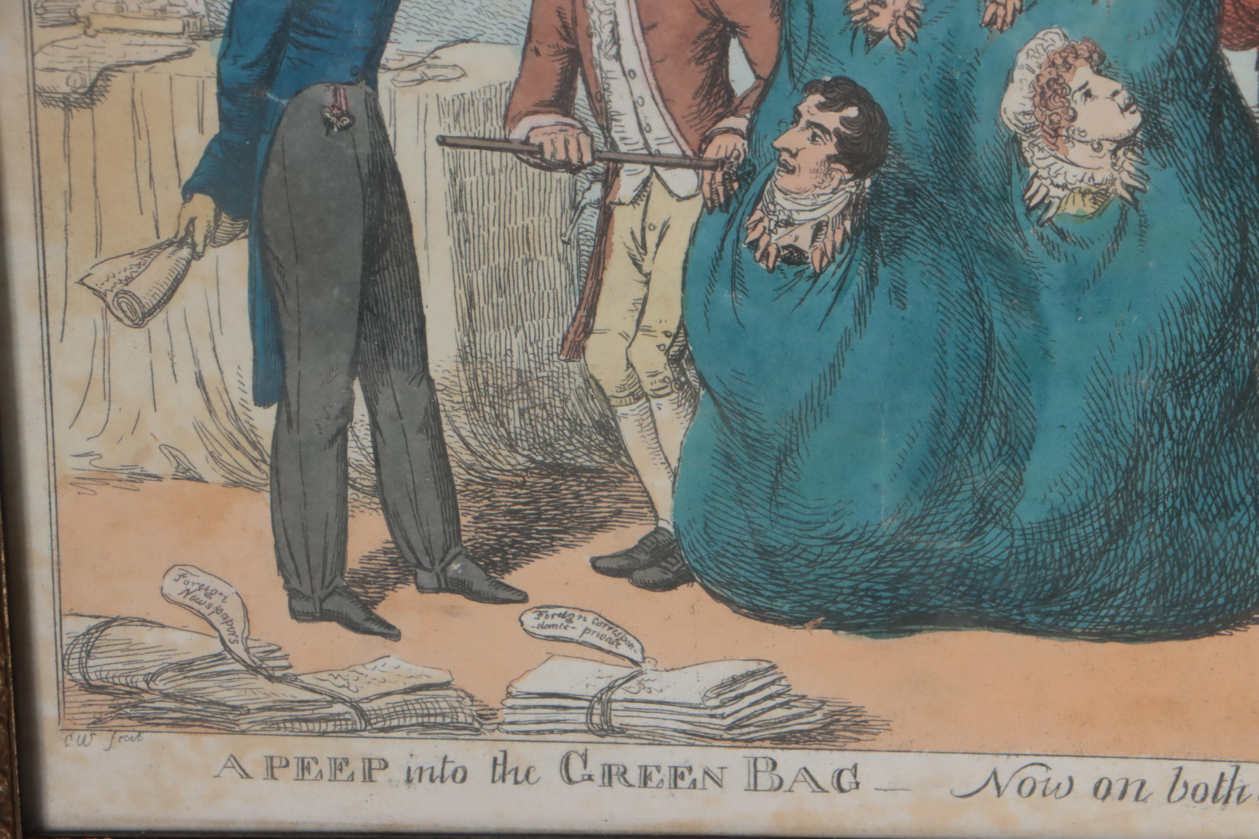 Hand-Colored Lithograph After Charles Williams of Political Cartoon