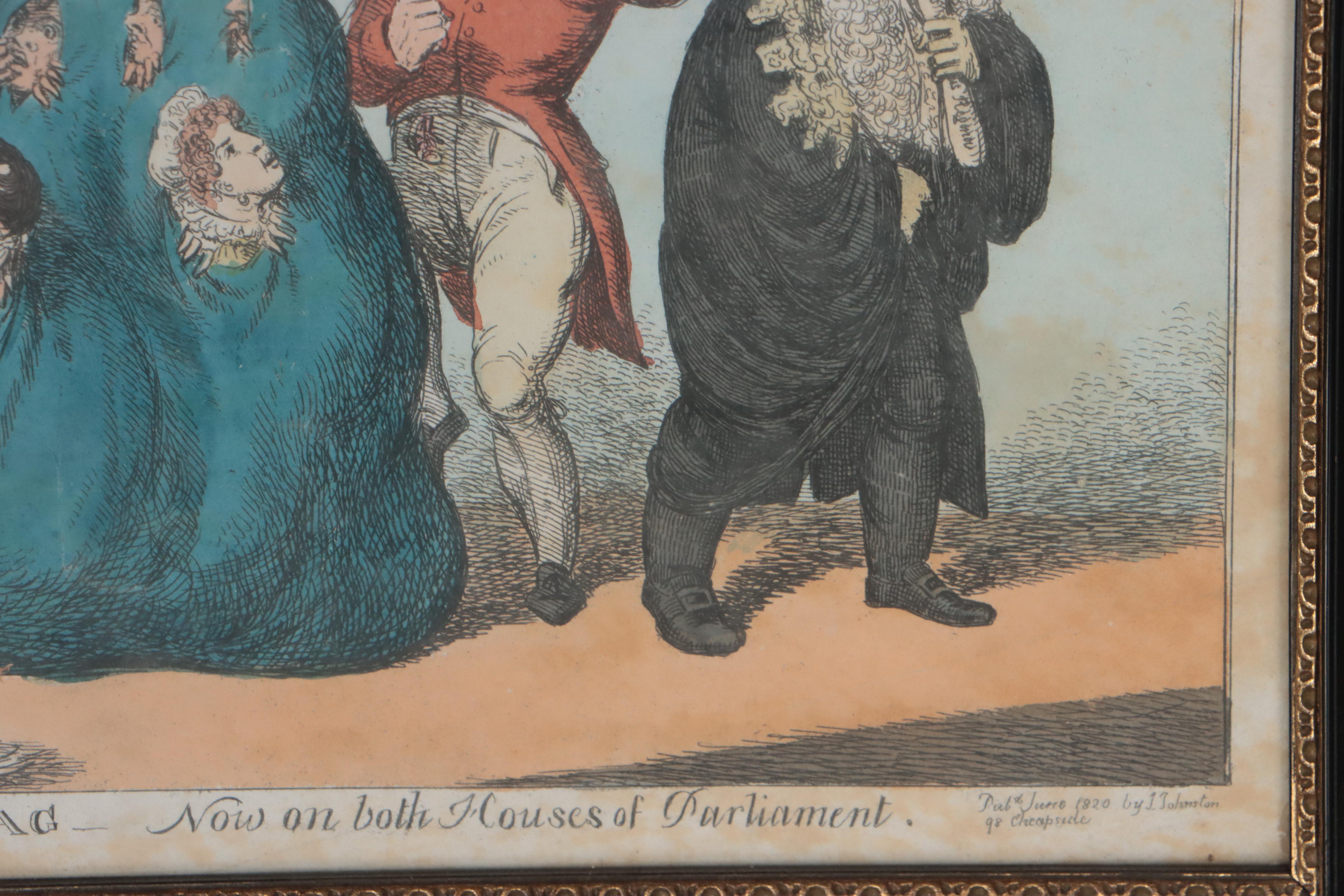Hand-Colored Lithograph After Charles Williams of Political Cartoon