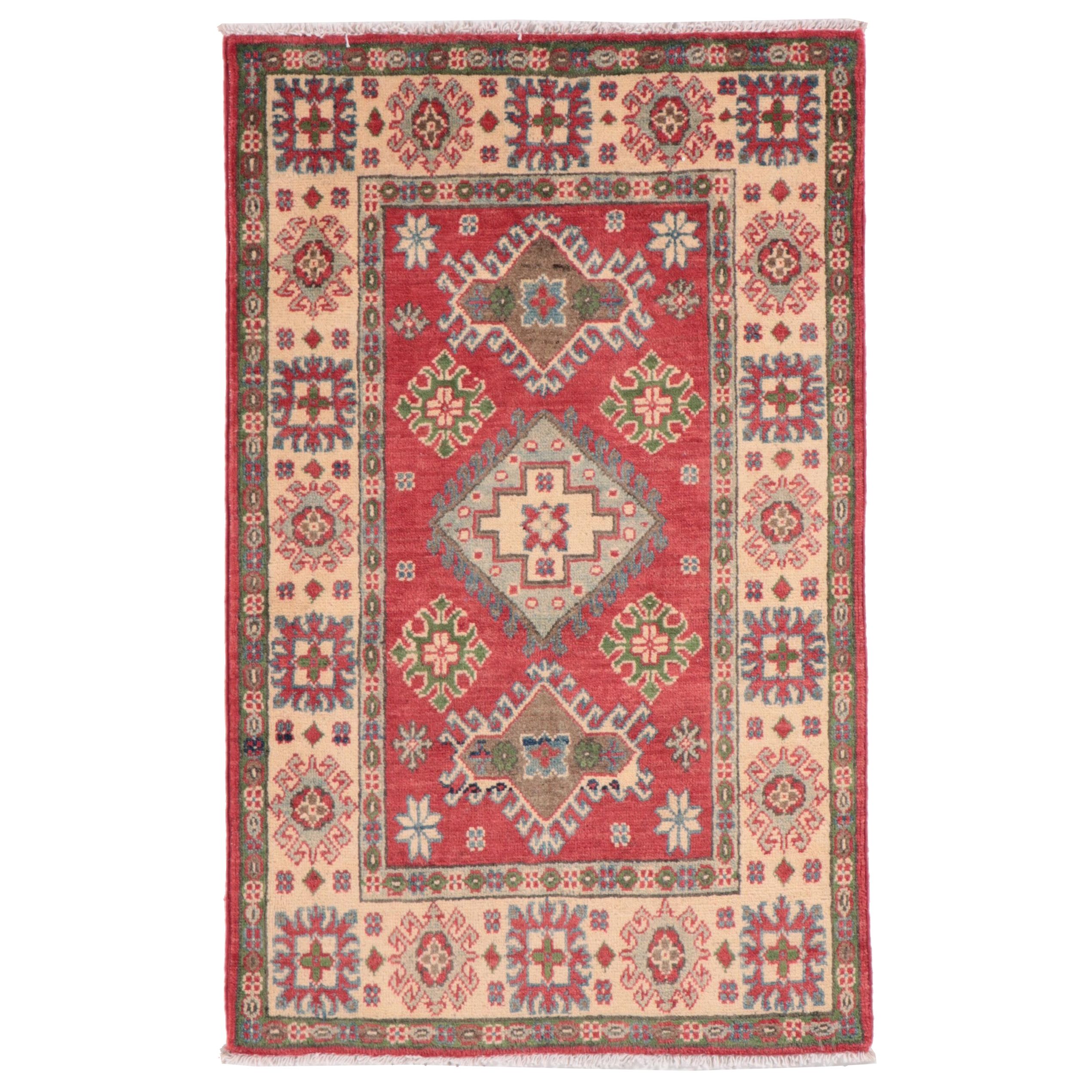 2'7 x 4'2 Hand-Knotted Pakistani Kazak-Style Accent Rug