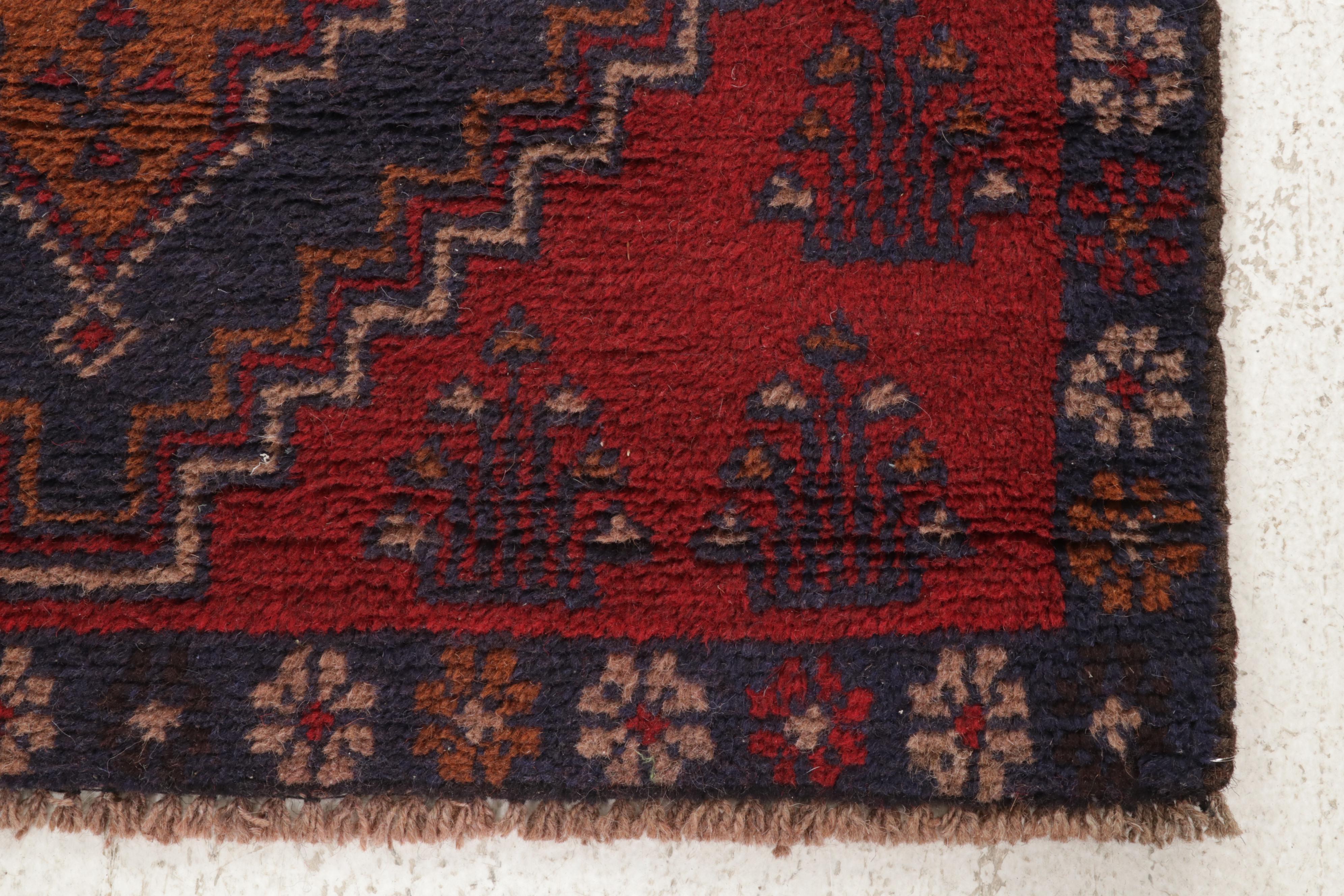 2'6 x 4'6 Hand-Knotted Afghan Turkmen Rug, 2000s