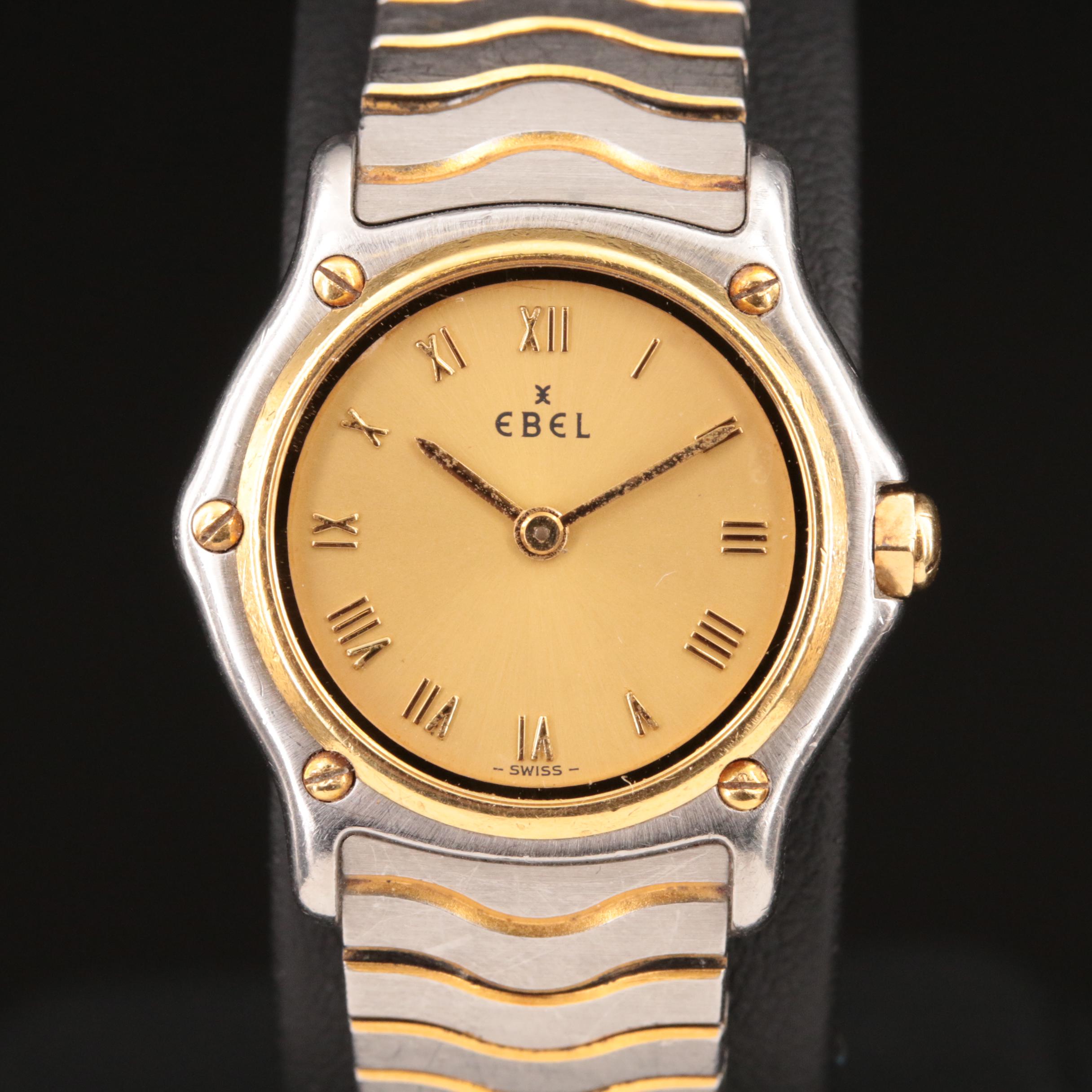 18K and Stainless Steel Ebel Sport Wave Watch