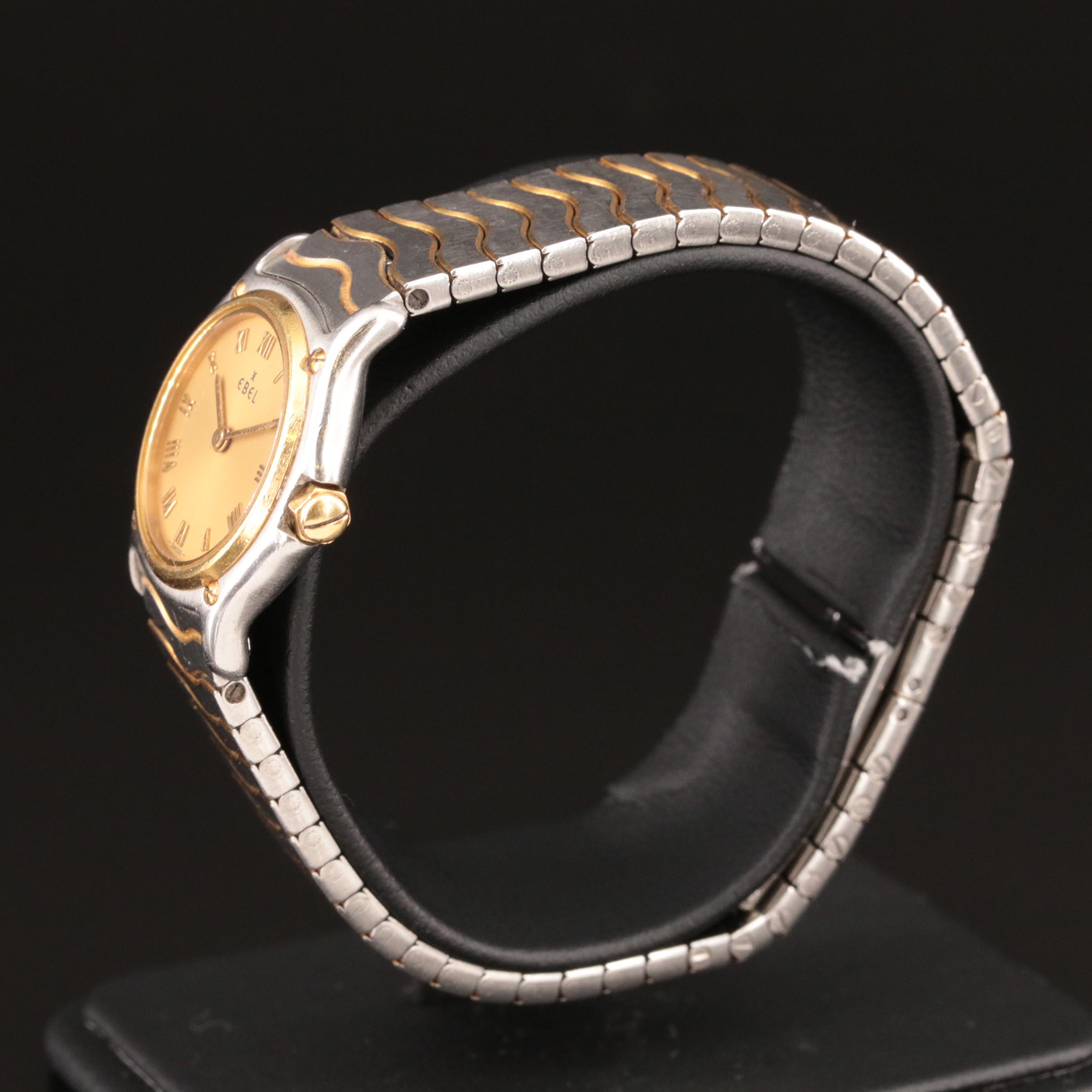 18K and Stainless Steel Ebel Sport Wave Watch