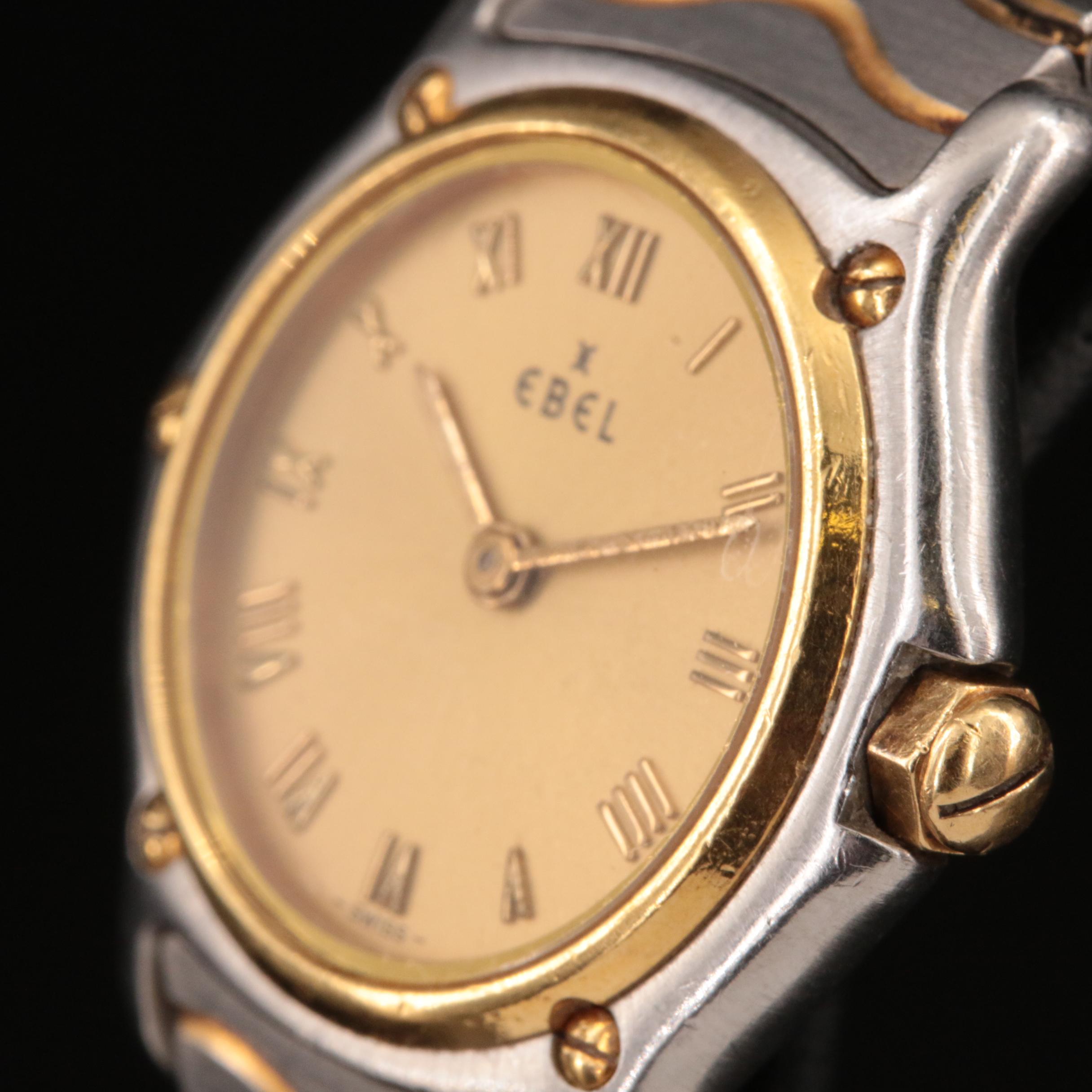 18K and Stainless Steel Ebel Sport Wave Watch