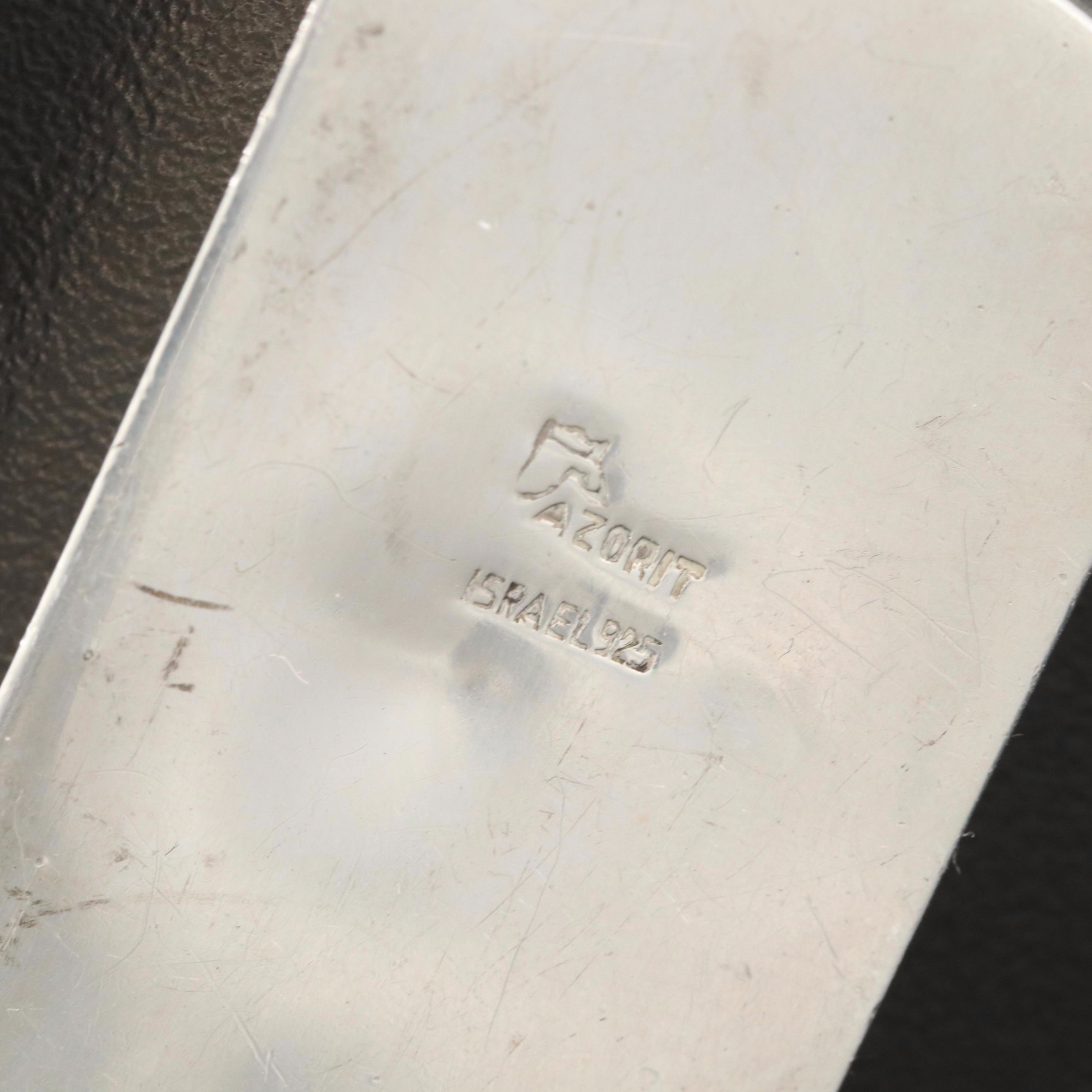 Signed Azorit Sterling Eilat Stone Pendant on Italian Chain