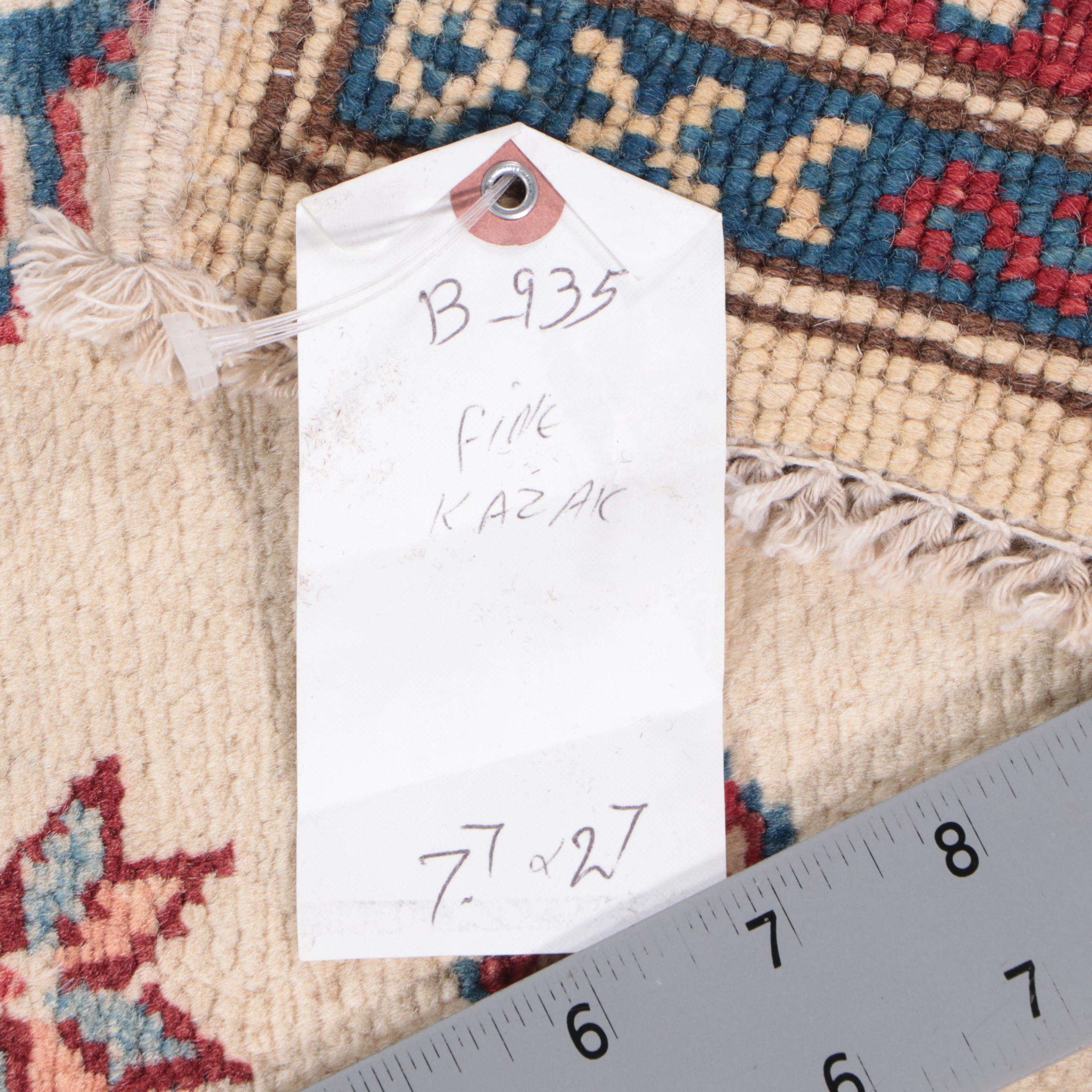 2'7 x 7'8 Hand-Knotted Pakistani Kazak-Style Carpet Runner