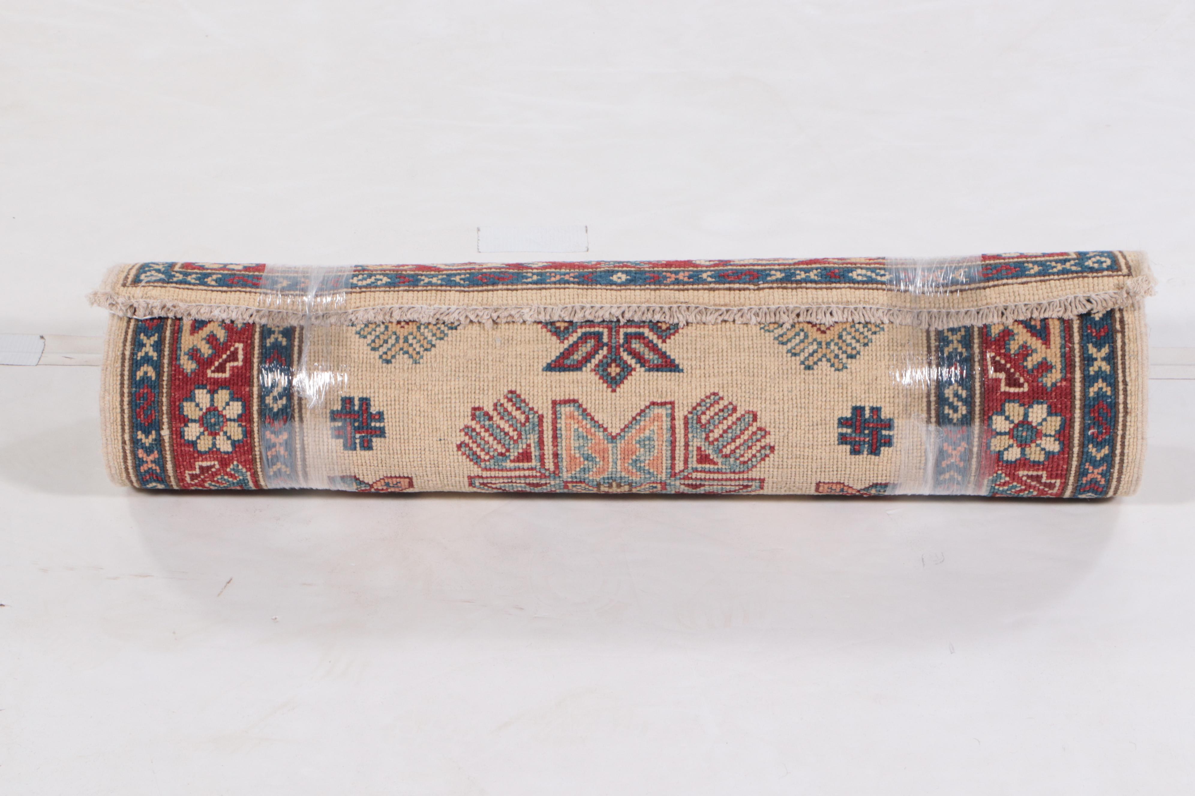 2'7 x 7'8 Hand-Knotted Pakistani Kazak-Style Carpet Runner