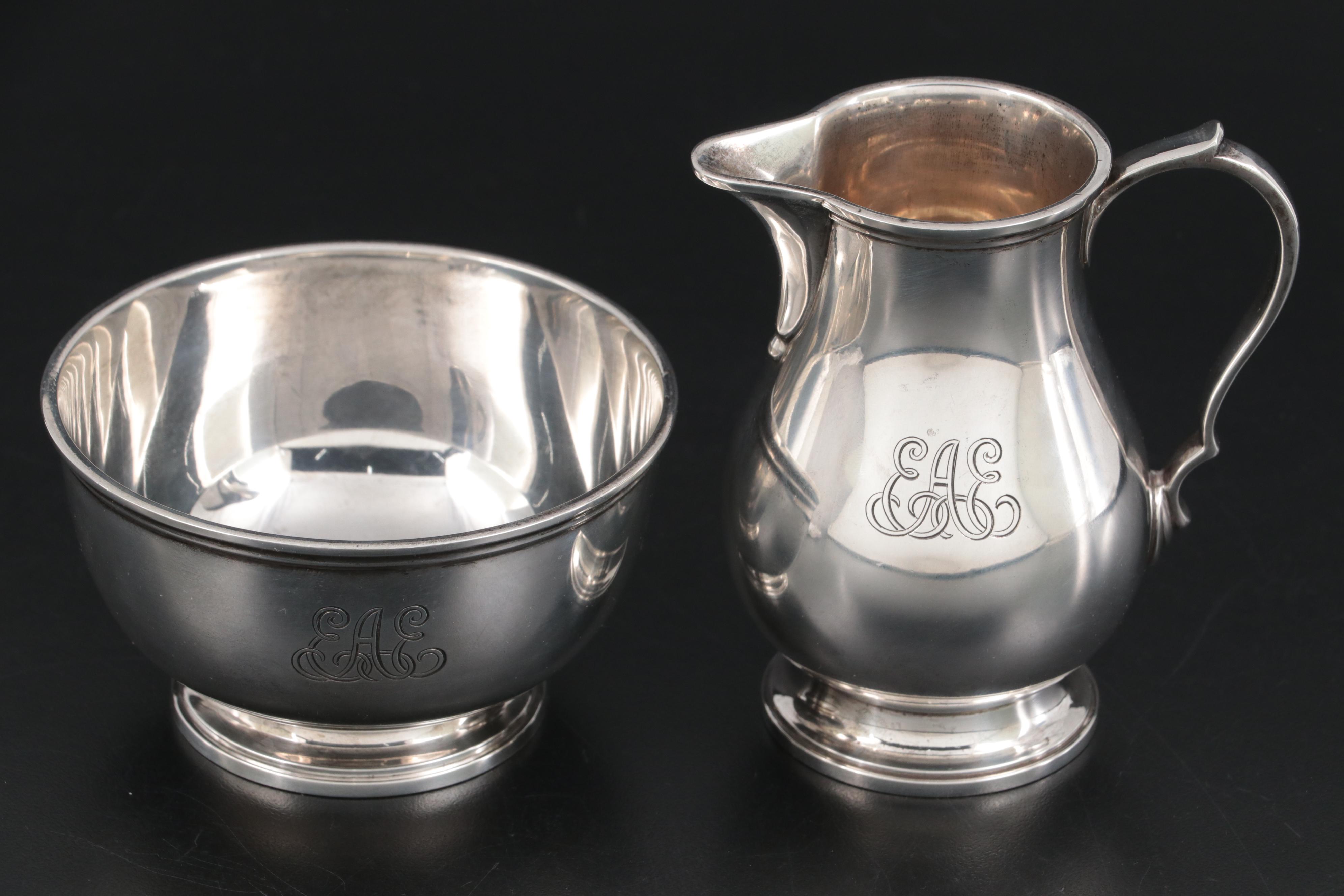 Tiffany & Co. Sterling Silver Creamer and Open Sugar, Mid-20th Century