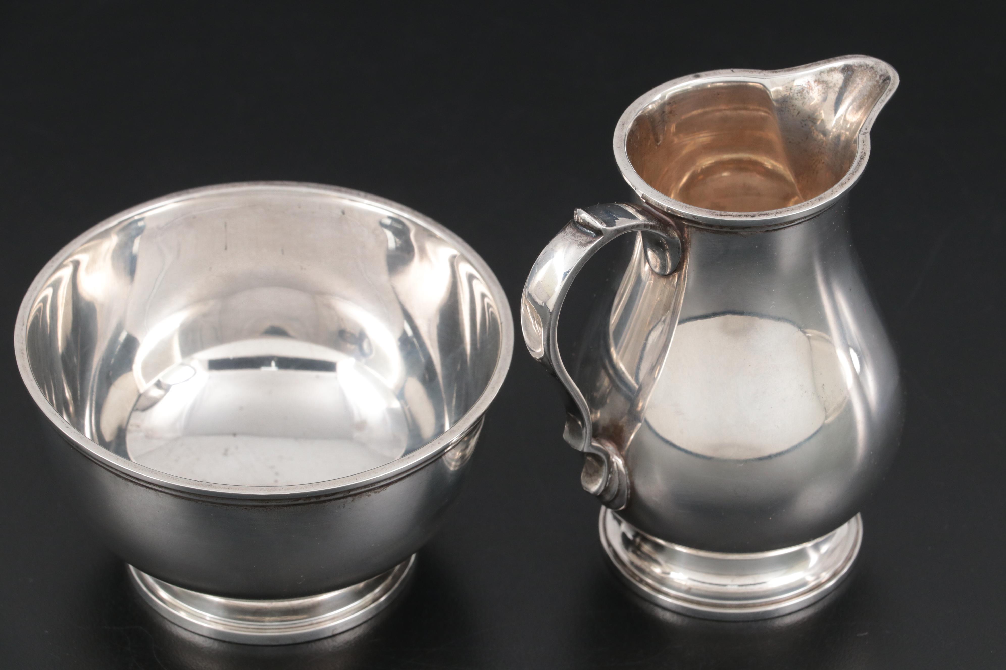 Tiffany & Co. Sterling Silver Creamer and Open Sugar, Mid-20th Century