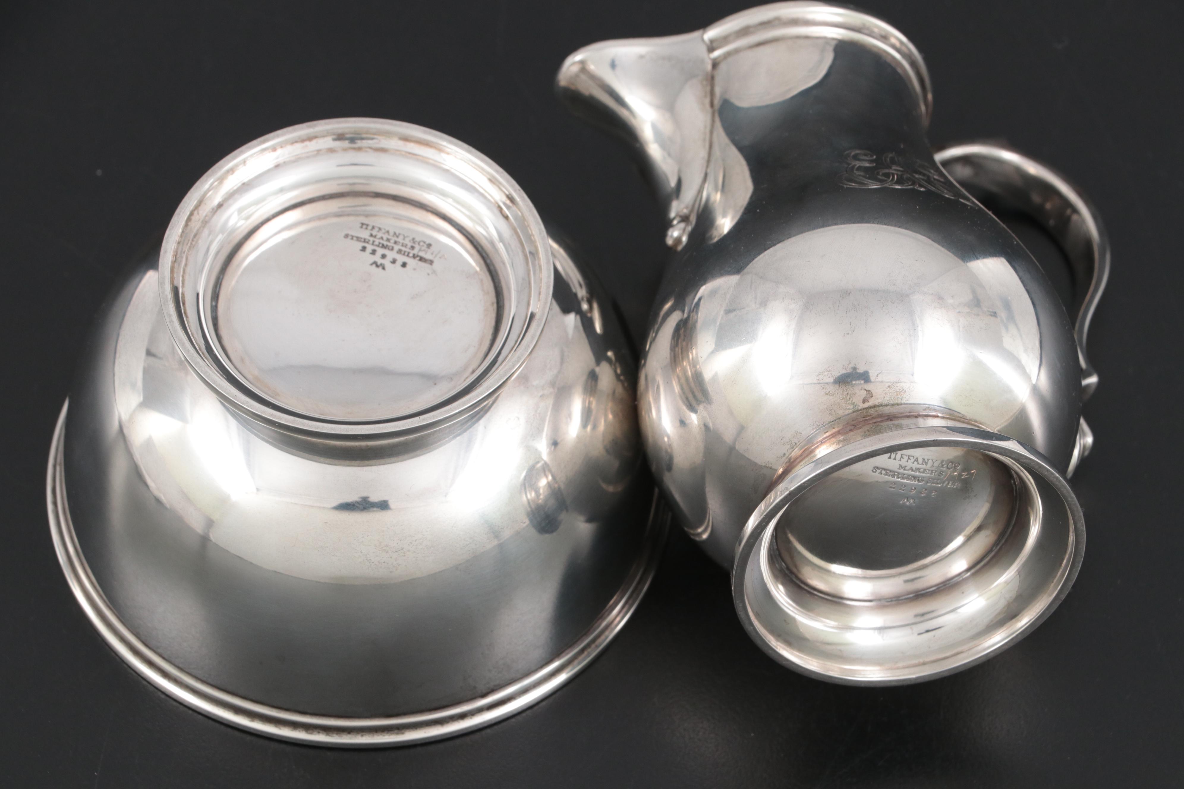 Tiffany & Co. Sterling Silver Creamer and Open Sugar, Mid-20th Century