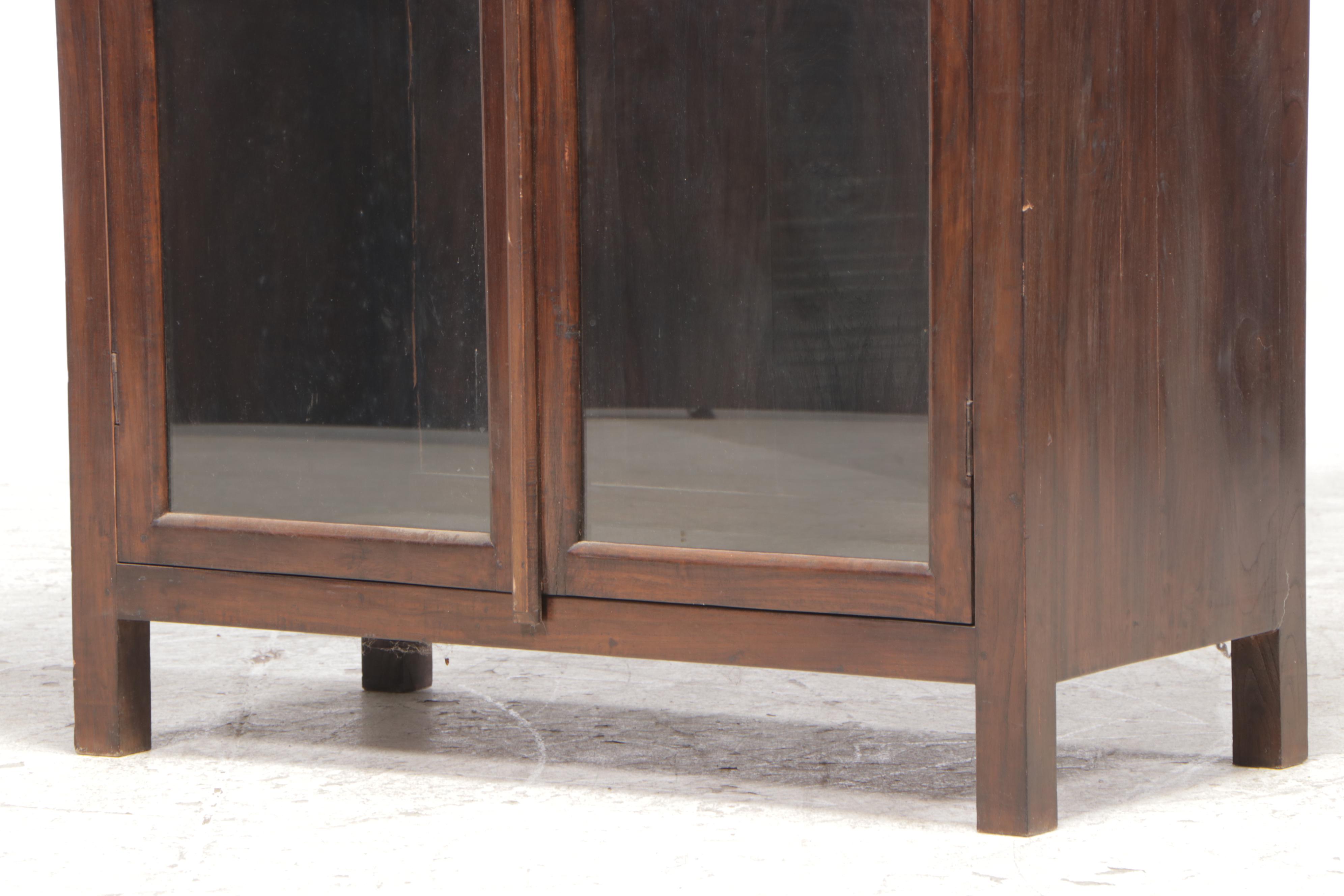 Indonesian Ebonized Teak and Glass Cabinet, 20th Century