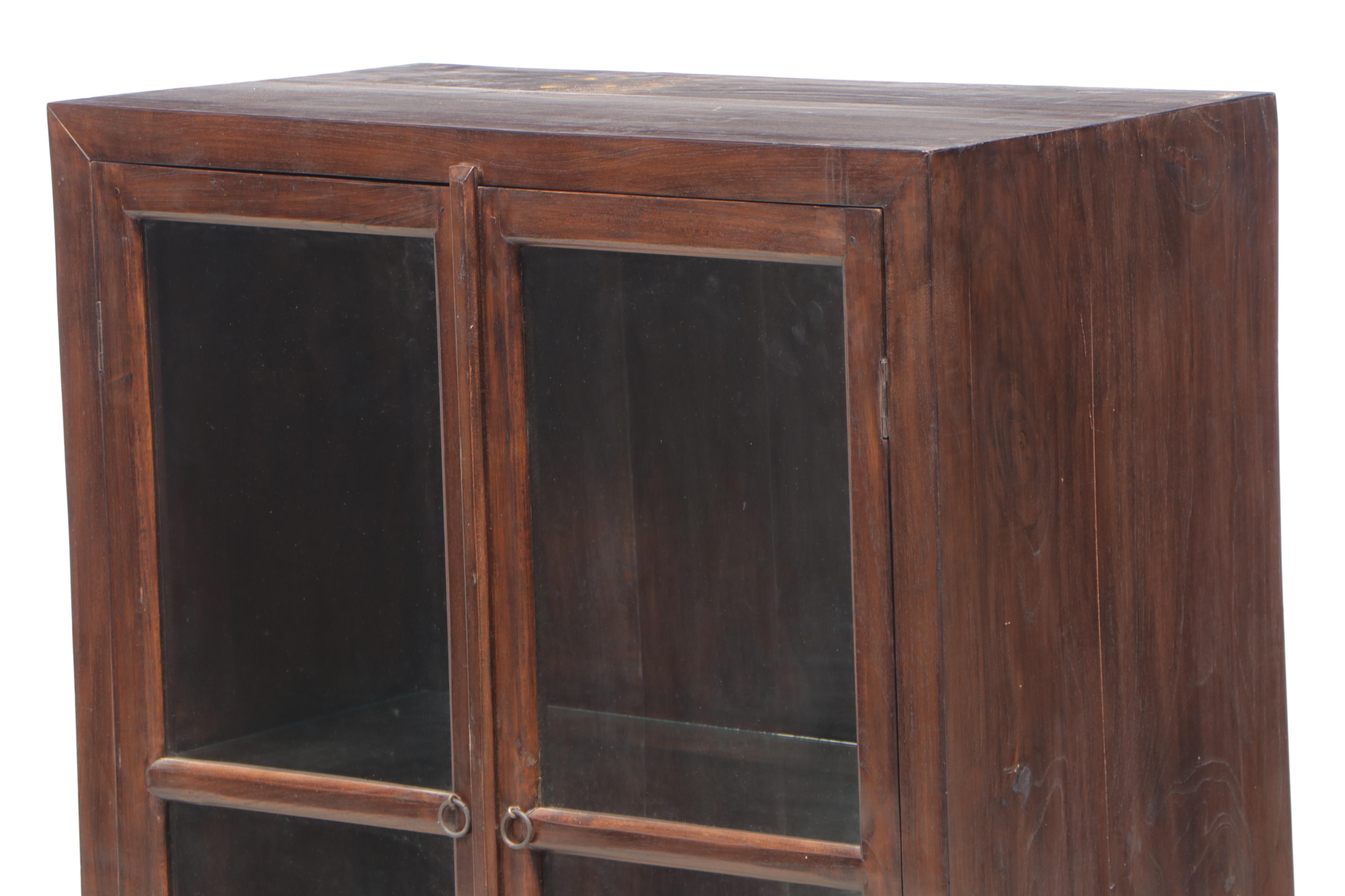 Indonesian Ebonized Teak and Glass Cabinet, 20th Century